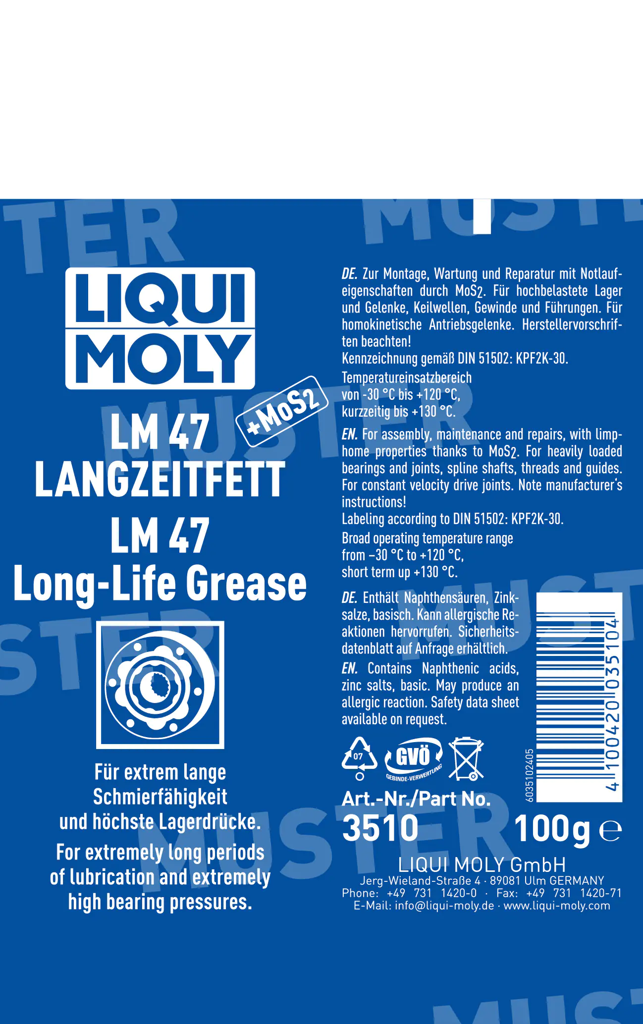 Liqui Moly LM 47 MoS2 Langzeitfett 100 g Liqui Moly LM 47 MoS2 Langzeitfett 100 g