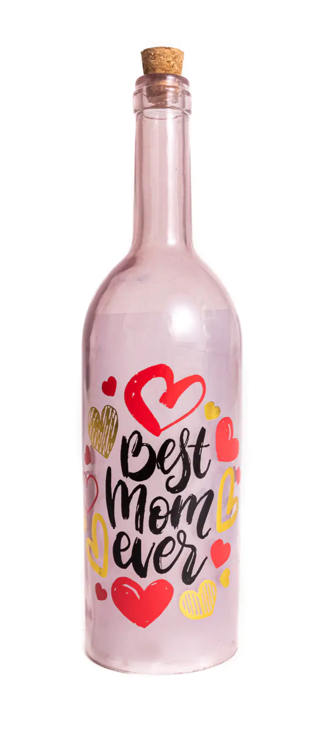 4333692006613 TrendLine LED Deko Flasche Best Mom ever, pink