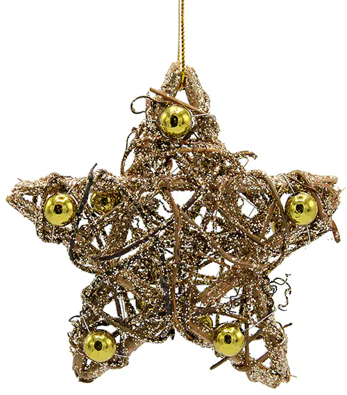 Dekohänger Stern Rattan Ø 10 cm natur-gold 