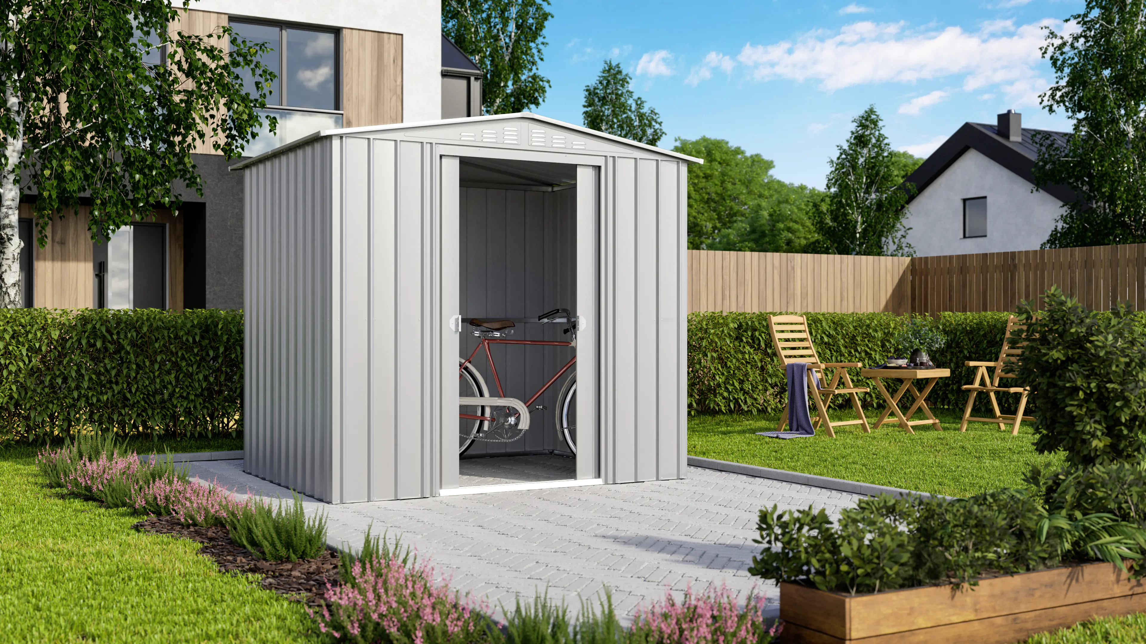 Globel Metallgerätehaus Tower 86 245 x 185 x 220 cm silber-metallic