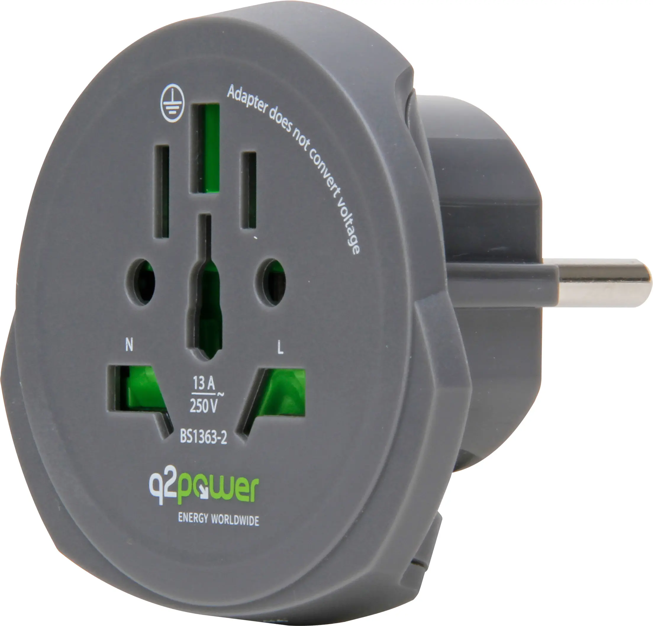 Kopp Reiseadapter World2Europe grau für Geräte in Schweiz, Italien, Brasilien, UK, USA/Japan