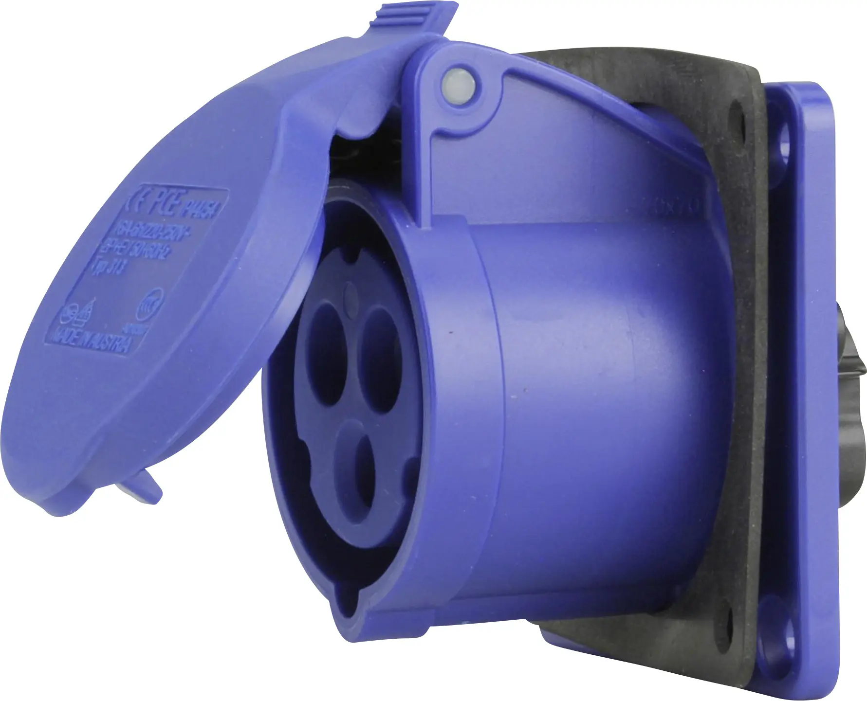 PCE Caravan-CEE-Anbaudose 3-polig 16A blau PCE Caravan-CEE-Anbaudose 3-polig 16A blau