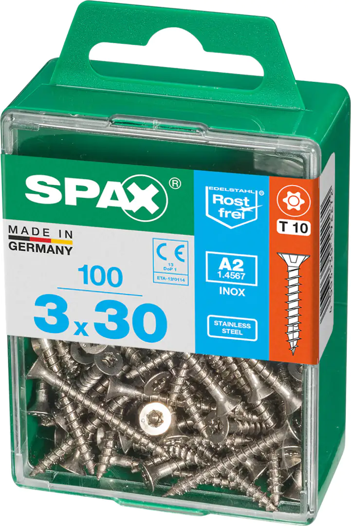 Spax Universalschrauben 3.0 x 30 mm TX 10 Senkkopf - 100 Stk.