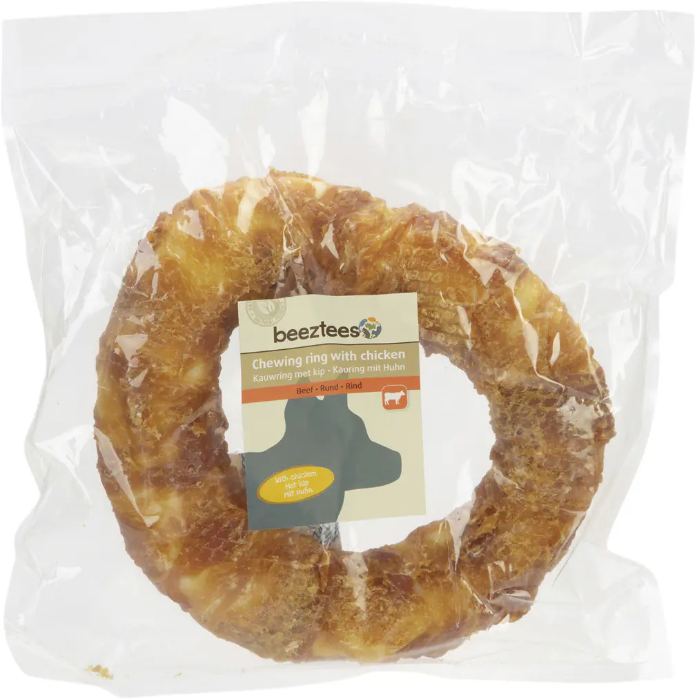 Beeztees Hundesnack Rinderhautring mit Huhn D=19 cm