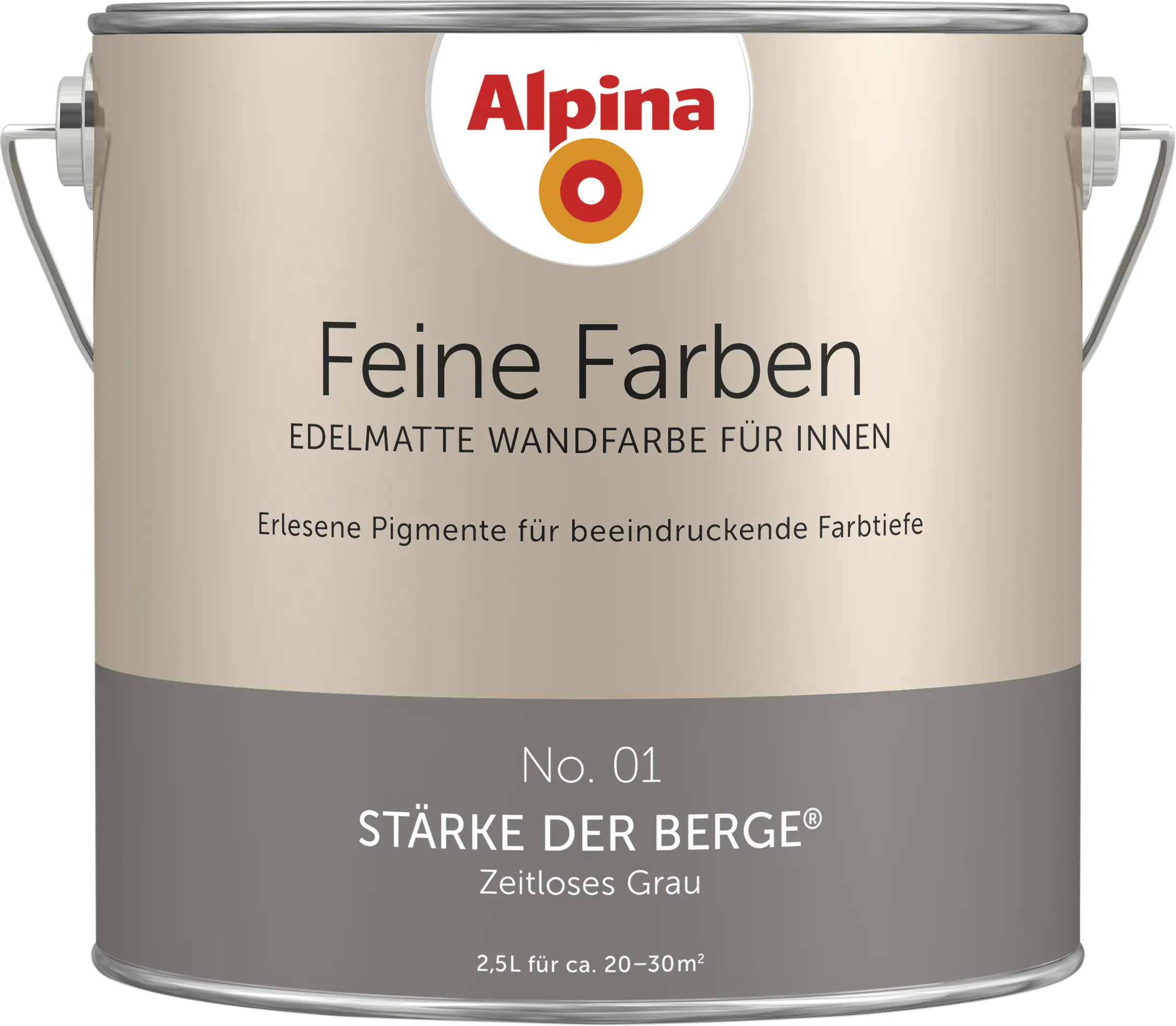 Alpina Feine Farben Wandfarbe No. 01 Stärke der Berge - zeitloses grau 2,5 L