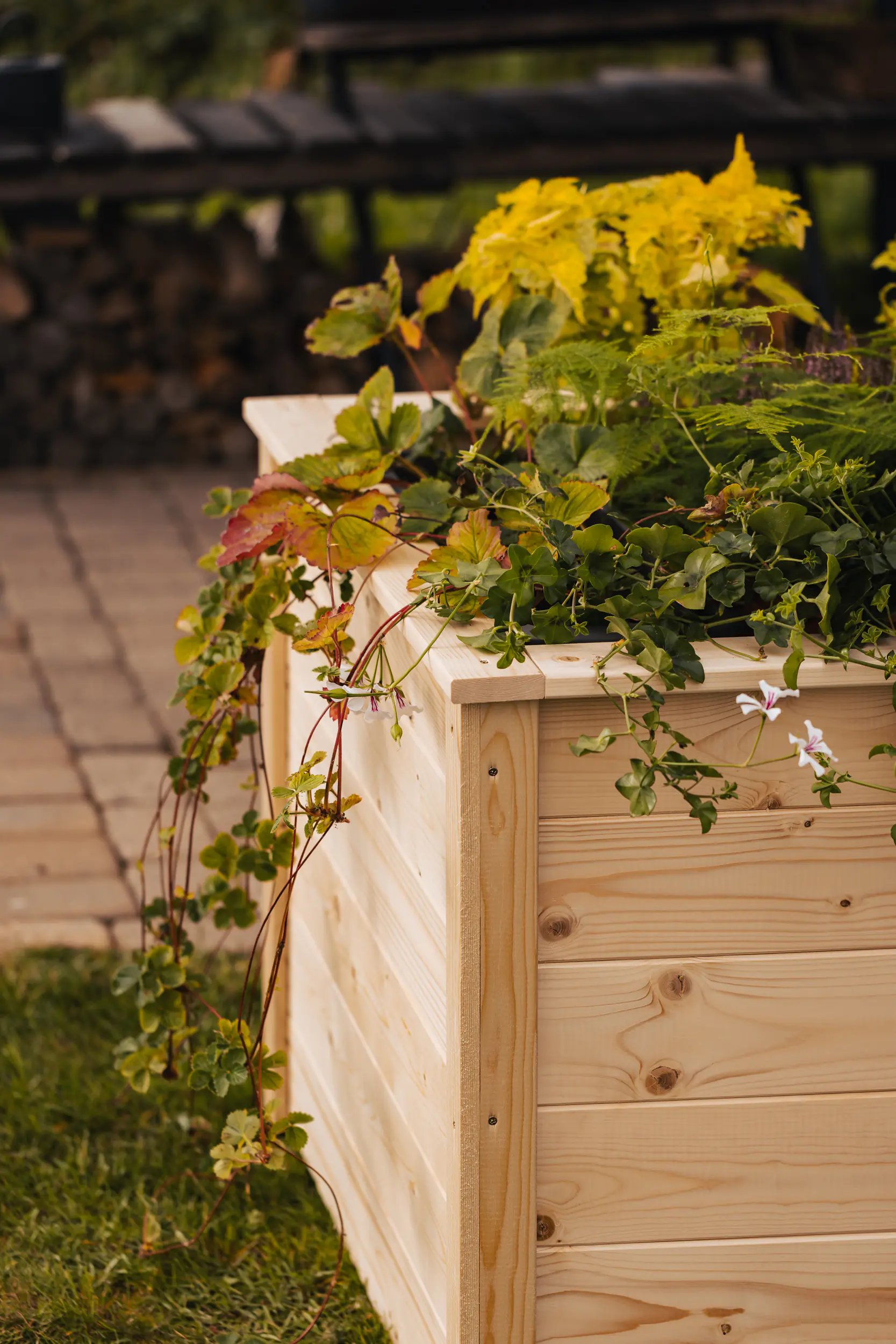 Upyard Hochbeet 200 x 72 x 70 cm natur mit Schutzfolie