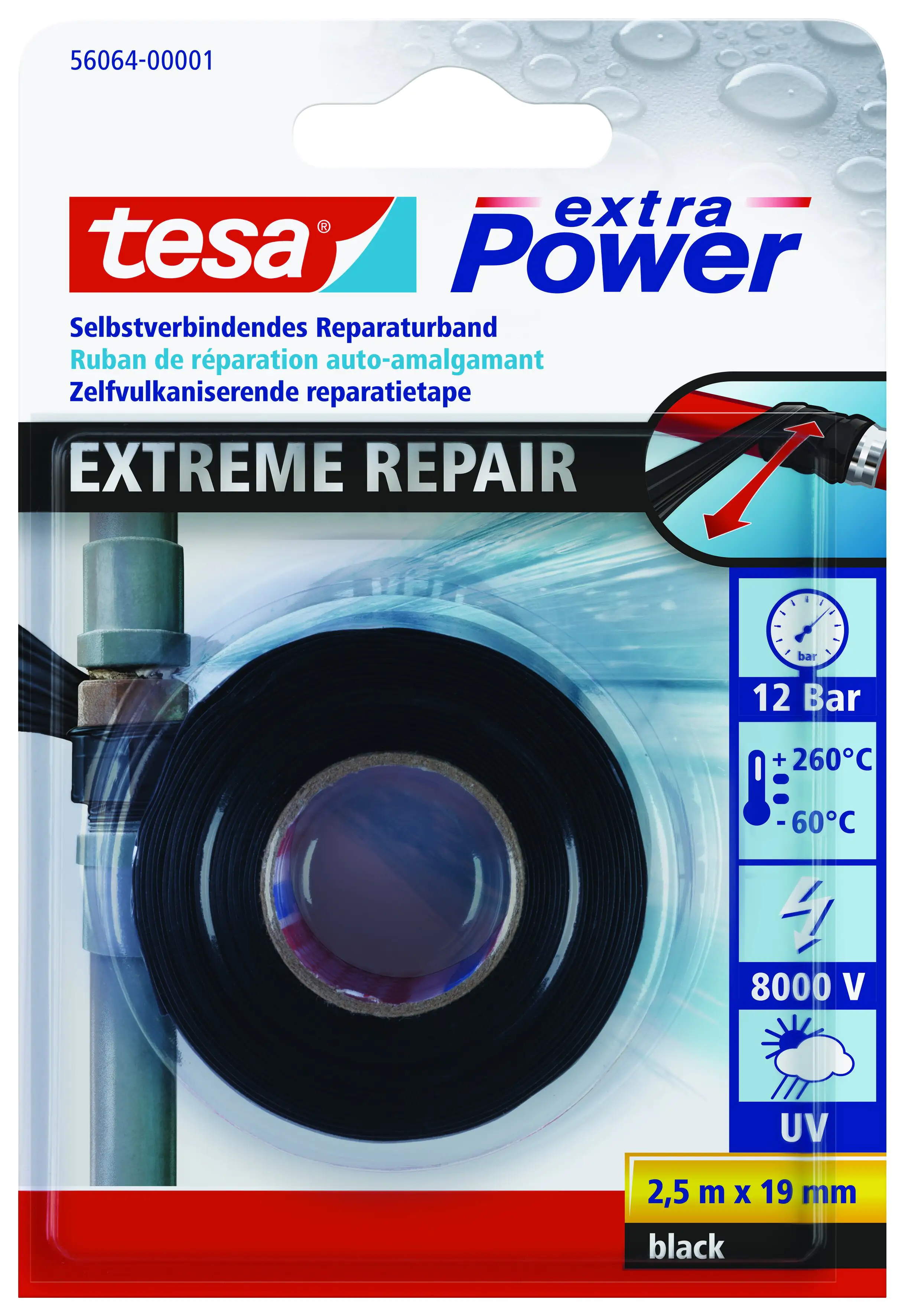tesa Extreme Repair Reparaturband 2,5 m x 19 mm, schwarz tesa Extreme Repair Reparaturband 2,5 m x 19 mm, schwarz