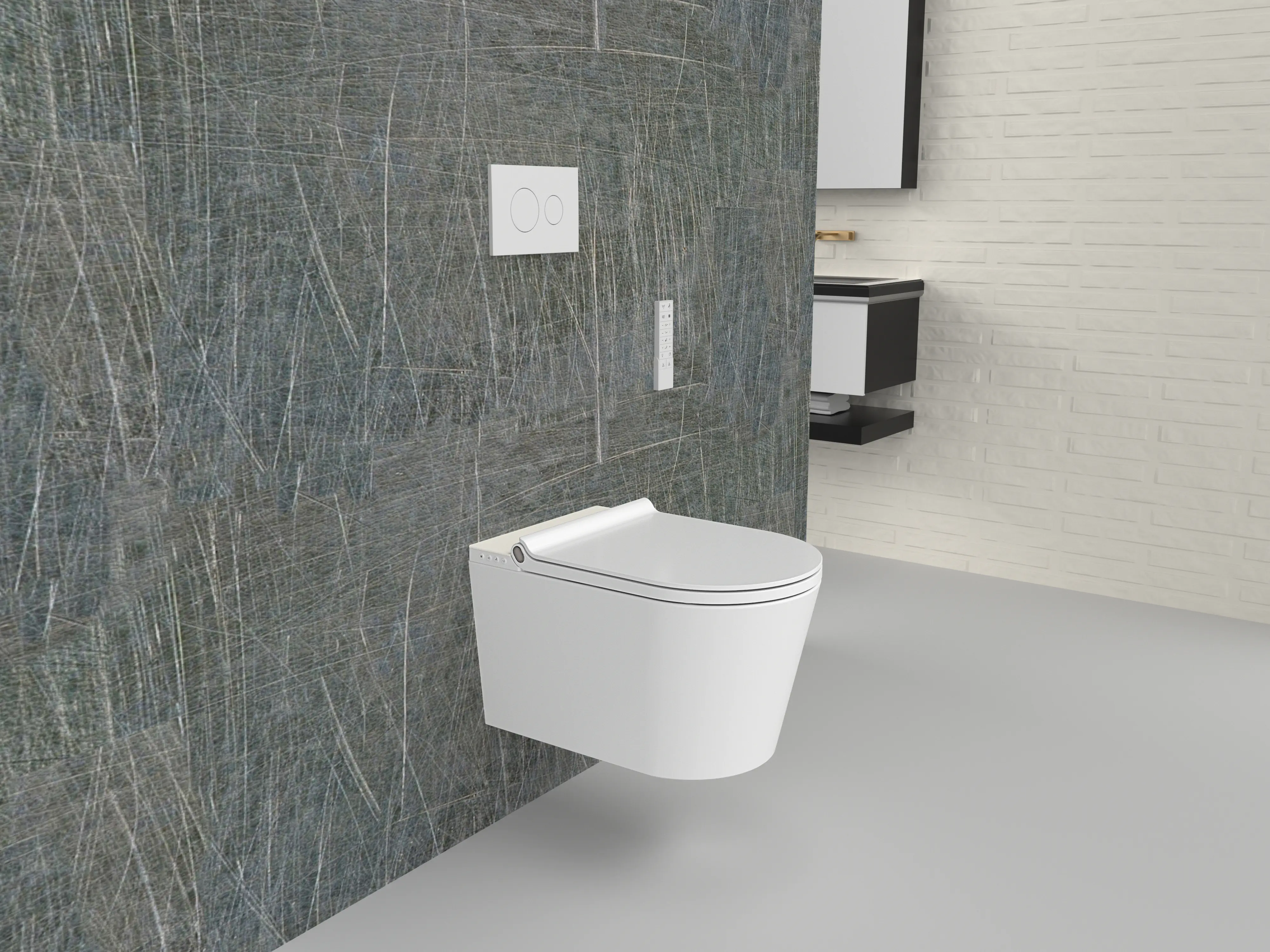 Primaster Wand Dusch-WC spülrandlos Tiefspüler weiß inkl. WC Sitz