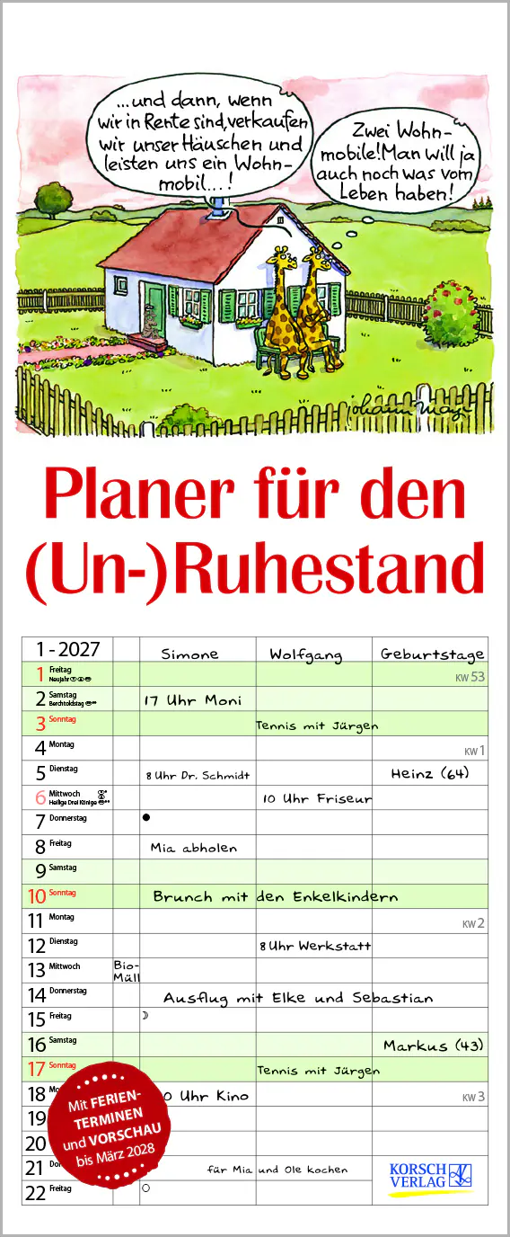 Korsch Kalender Planer (Un-)Ruhestand 2027