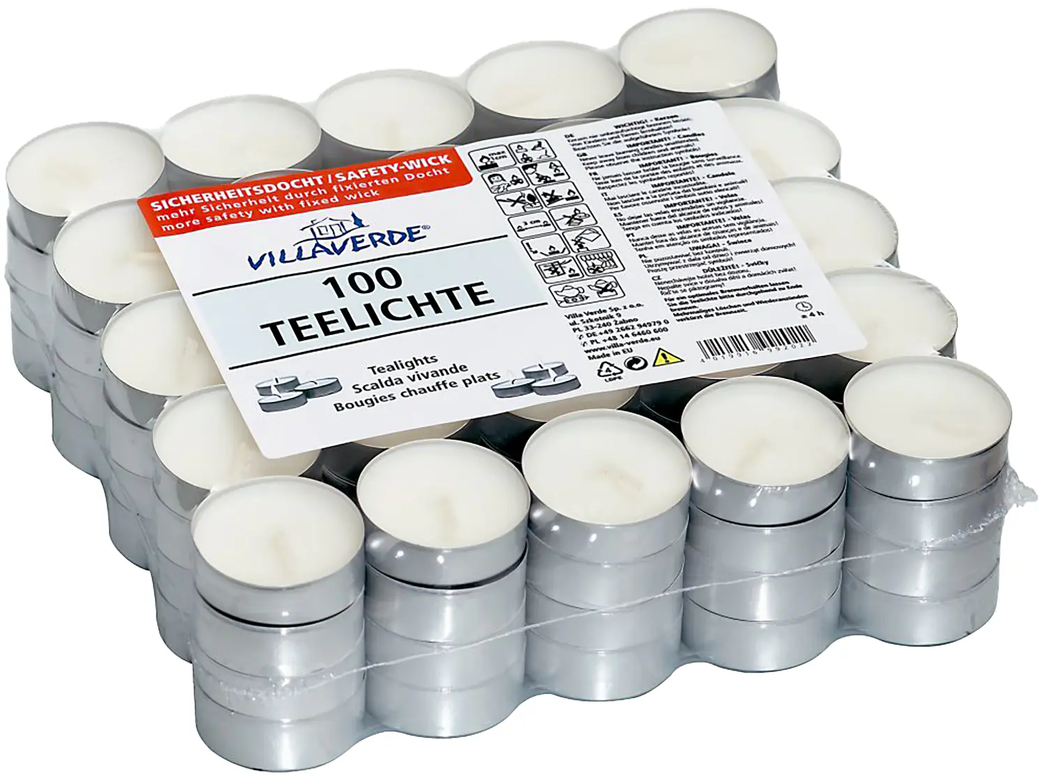 Villa Verde Teelichter Ø 3,4 x 1,4 cm weiß 100er Pack