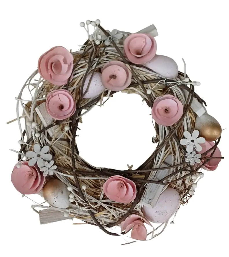 TrendLine Dekokranz Rattan Ø 24 cm rosa