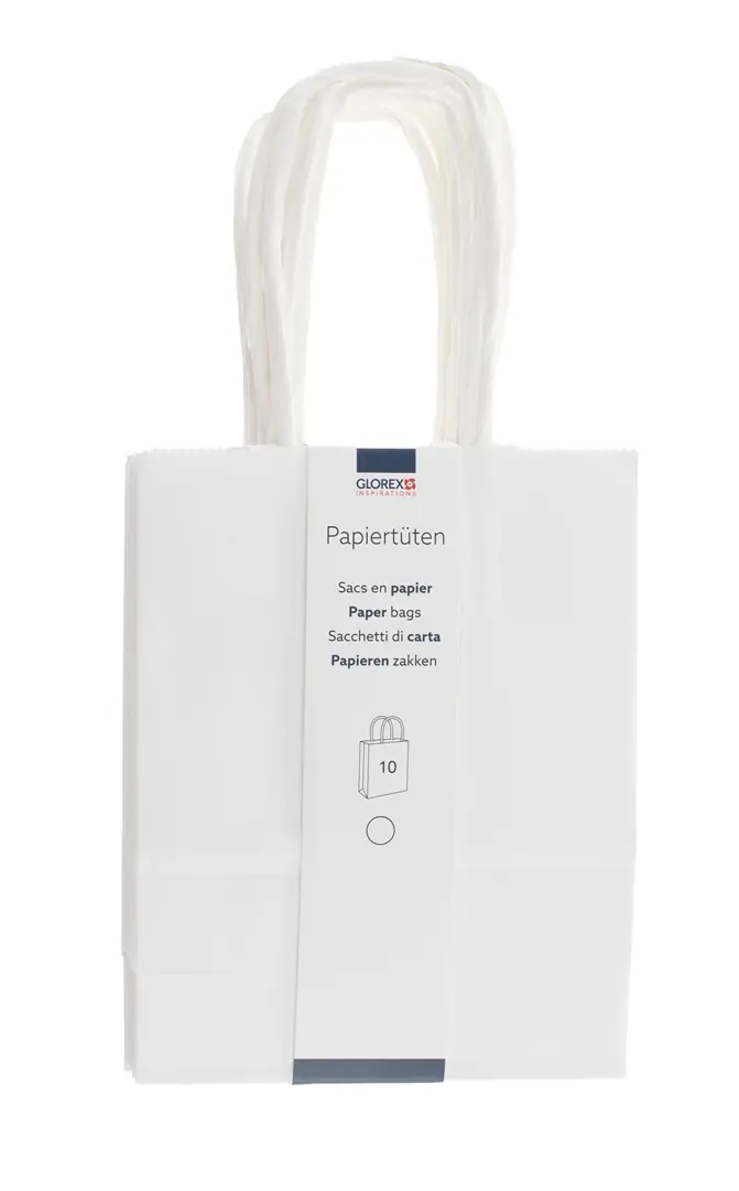 Glorex Papiertragetasche mit Kordelgriff weiß 10 Stk. 12 x 15 cm