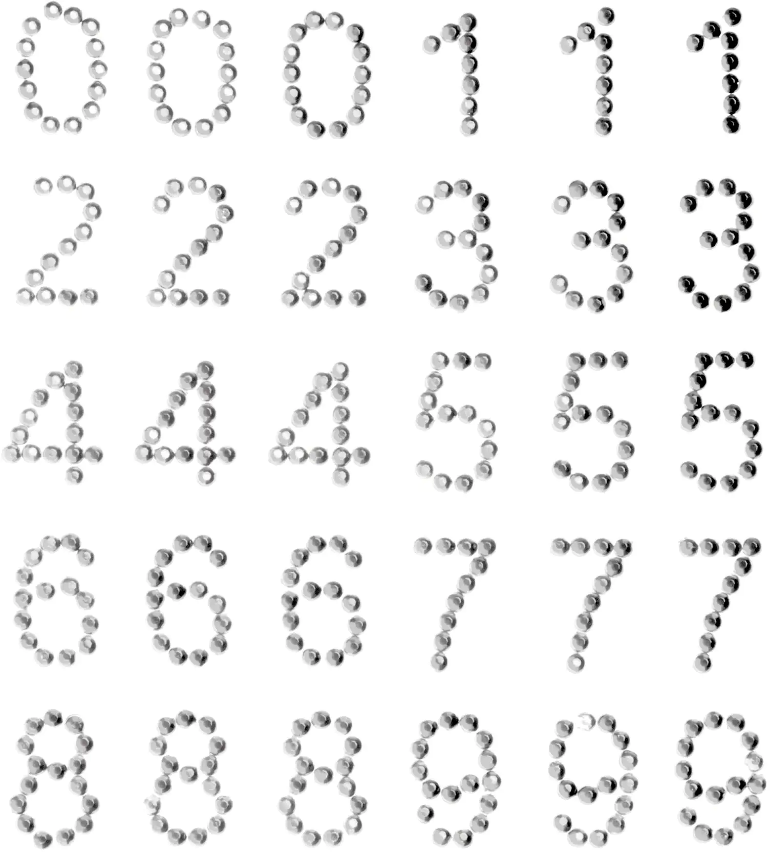 Glorex P&D Zahlen 13mm 0 - 9 silber silber, 13 mm