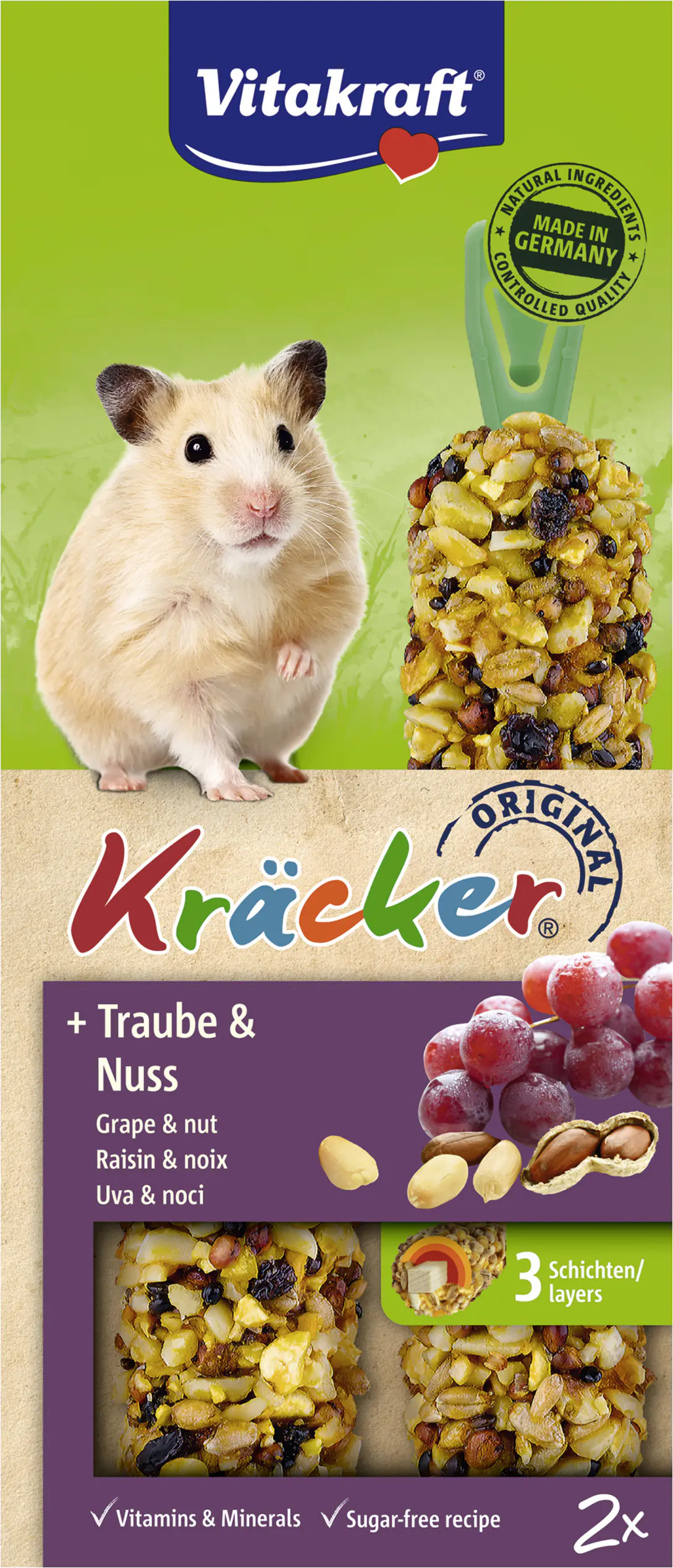 Vitakraft Nagerfutter Snack Kräcker 112 g Traube & Nuss 2 Stück