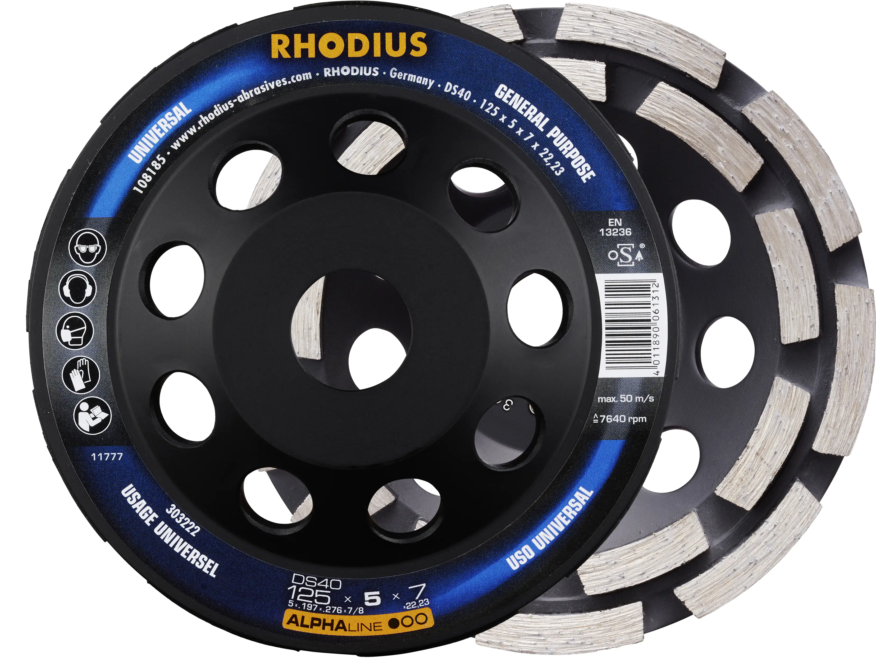 Rhodius Diamantschleiftopf DS40 Beton Ø 125 mm Bohrung 22,23 mm Rhodius Diamantschleiftopf DS40 Beton Ø 125 mm Bohrung 22,23 mm