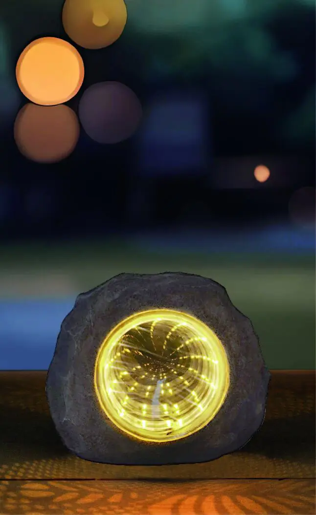 LED Solarleuchte Stein mit Dämmerungssensor grau-blau