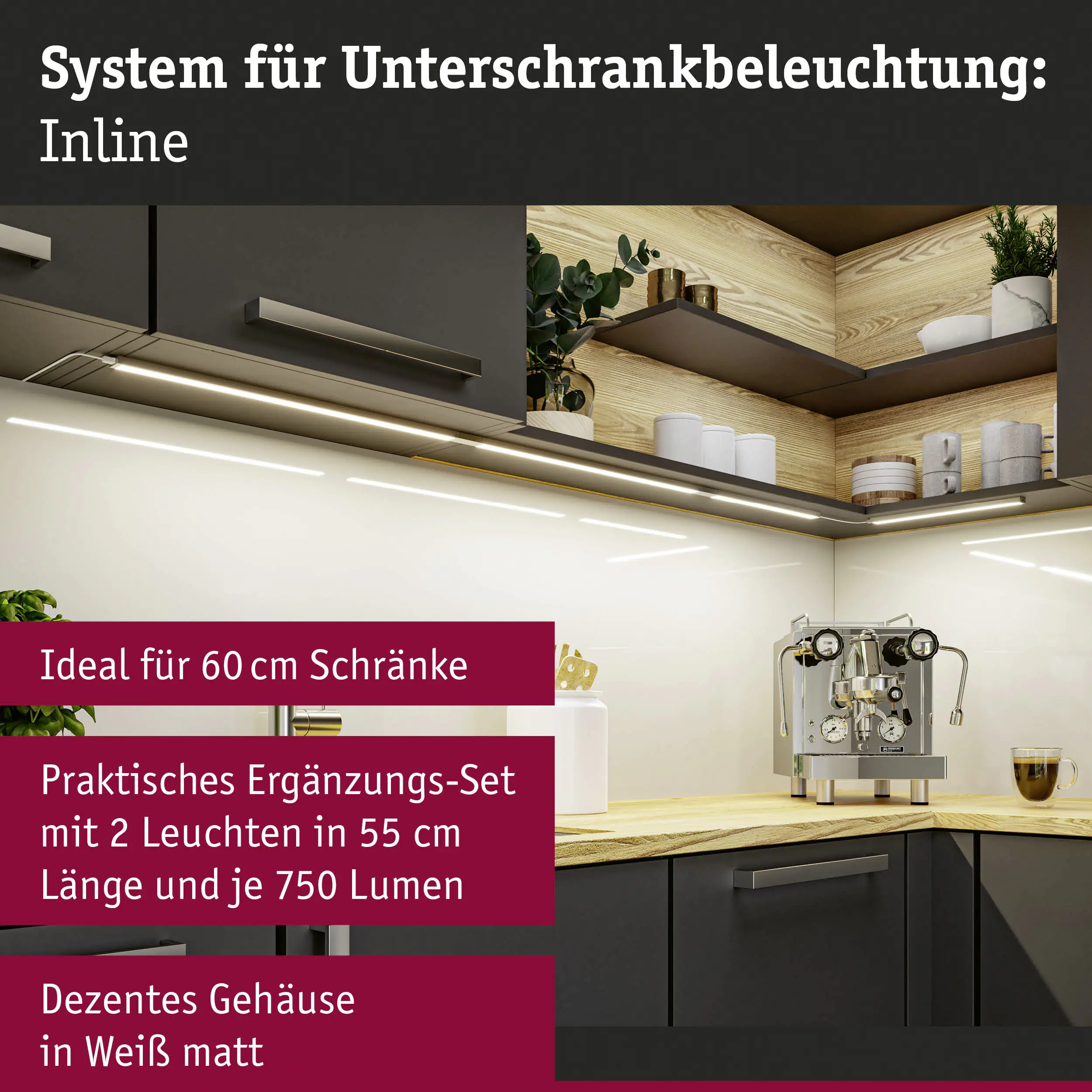 Paulmann LED Lichtleiste Inline Erweiterung weiß 55 cm TW 2er Set Paulmann LED Lichtleiste Inline Erweiterung weiß 55 cm TW 2er Set
