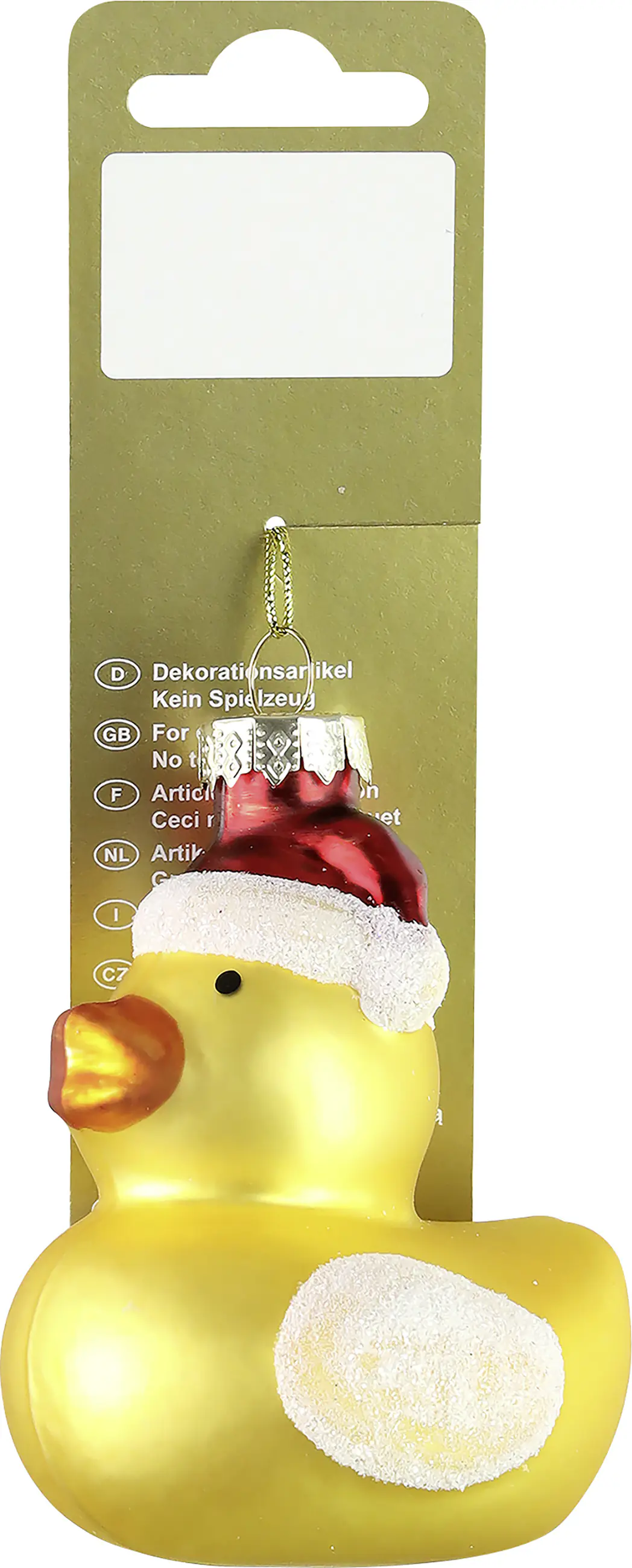 Weihnachtsanhänger Entchen aus Glas 8 cm gelb rot 1 Stück