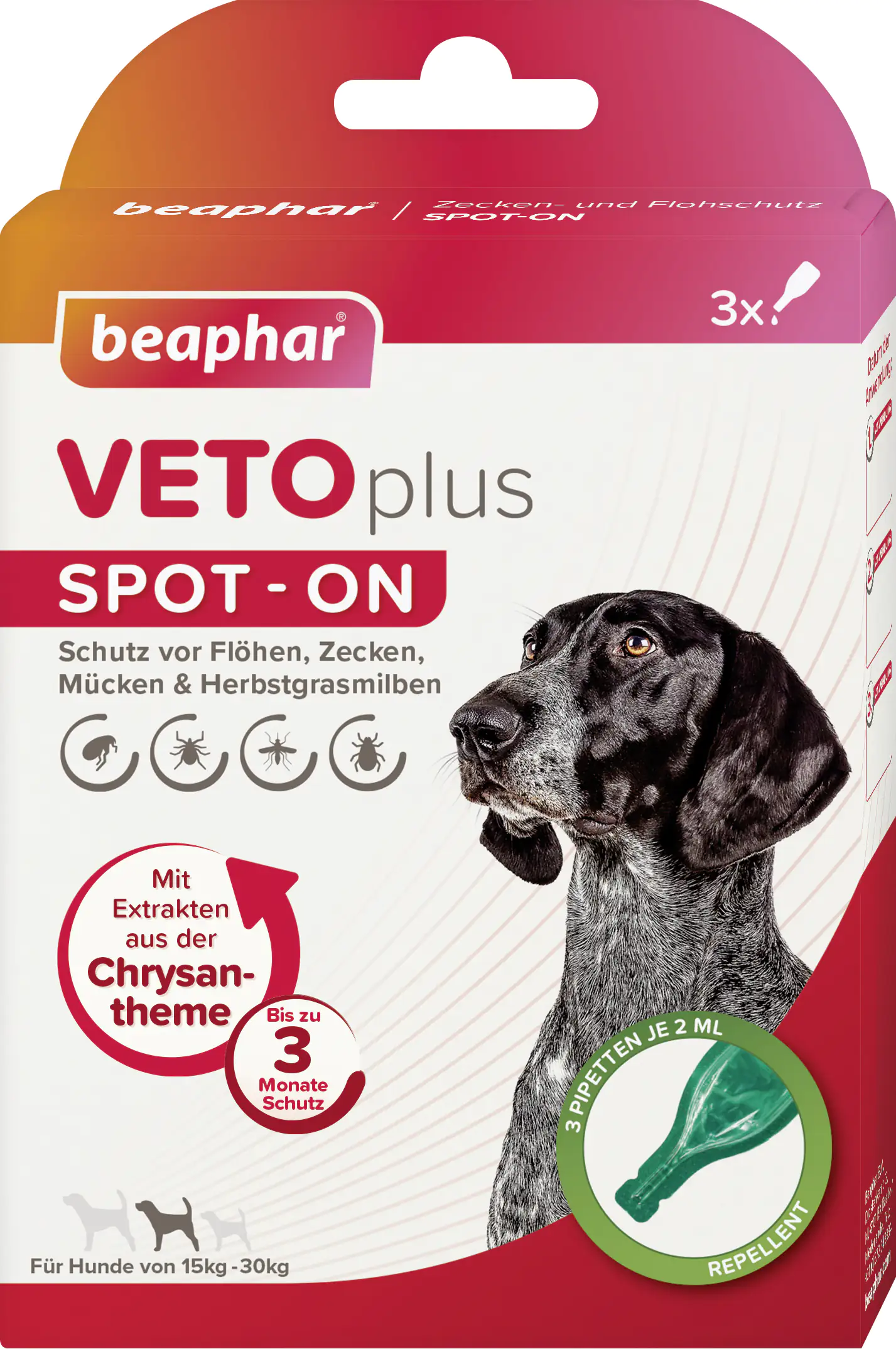 Beaphar VetoPlus Spot-On für mittelgroße Hunde 15 - 30 kg 3x2 ml Beaphar VetoPlus Spot-On für mittelgroße Hunde 15 - 30 kg 3x2 ml