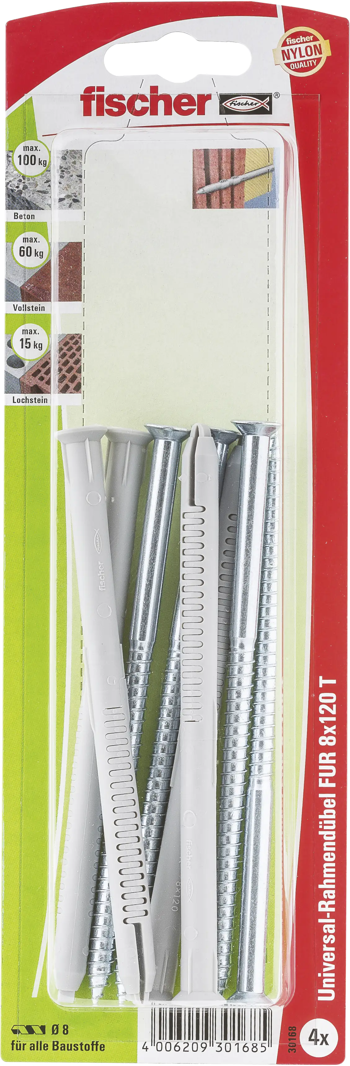 4006209301685 Fischer Rahmendübel 8.0 x 120 mm - 4 Stück