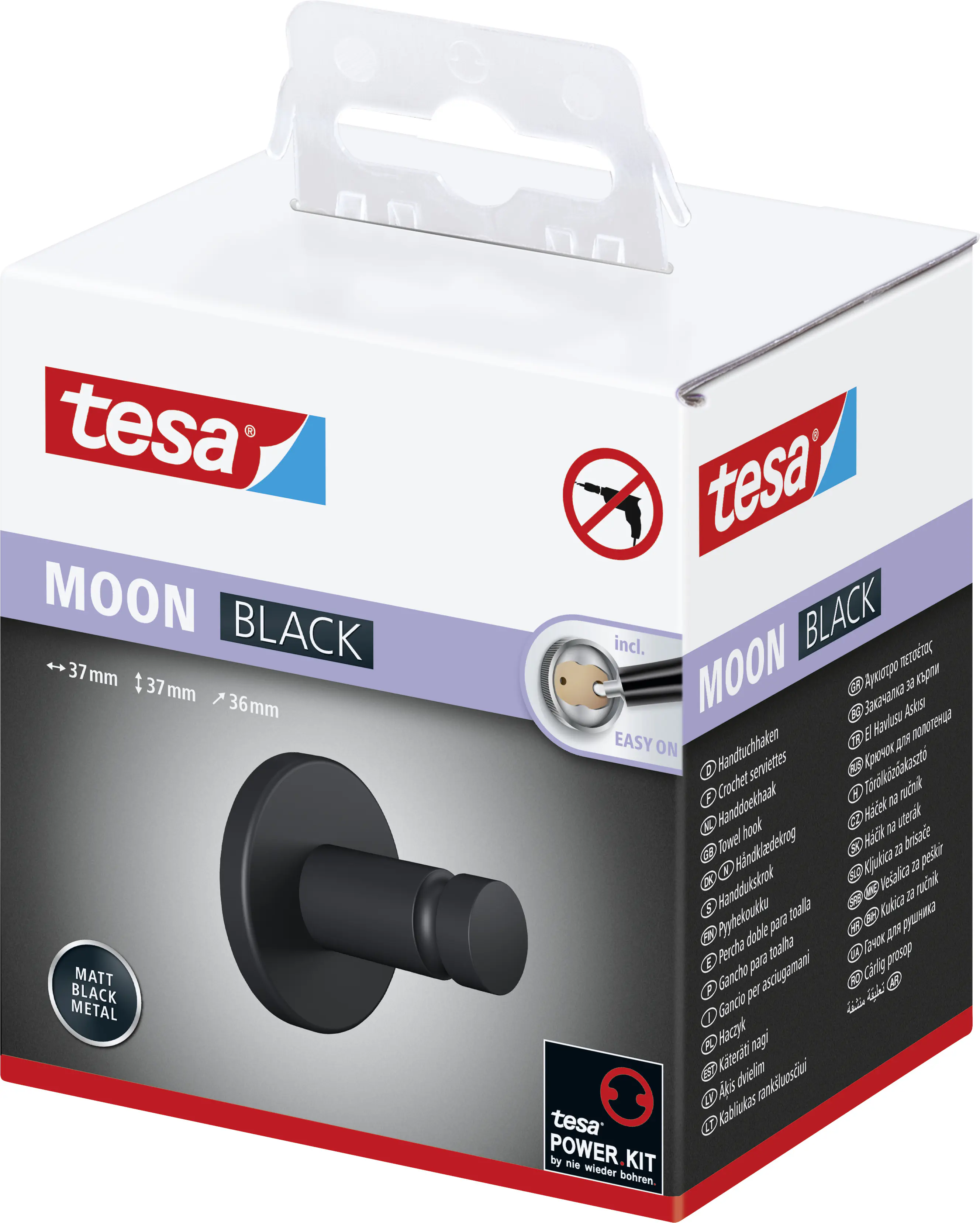 Tesa Handtuchhaken MOON  schwarz zum Kleben Tesa Handtuchhaken MOON  schwarz zum Kleben