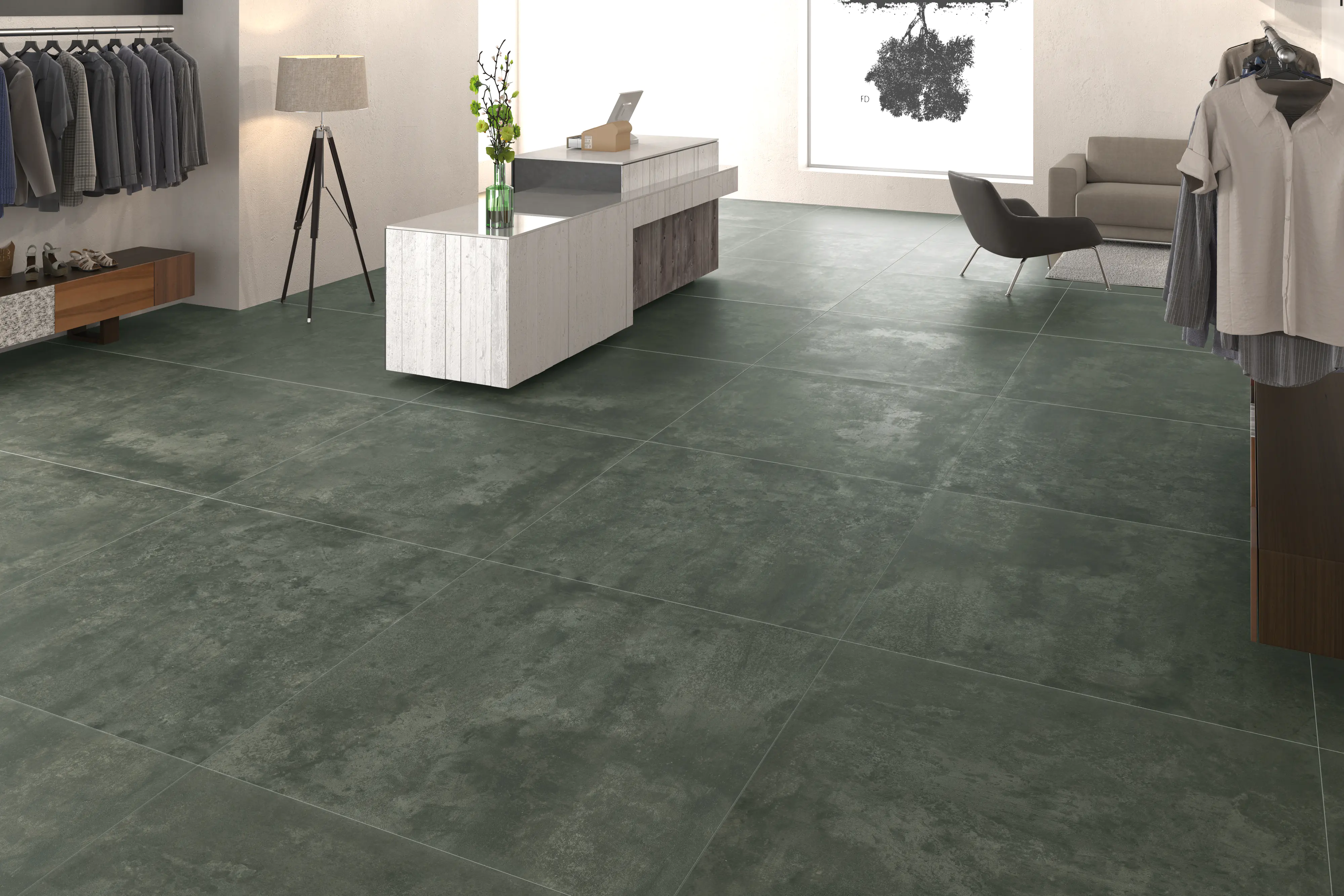 Bodenfliese Feinsteinzeug Metallique 120 x 120 cm stahl