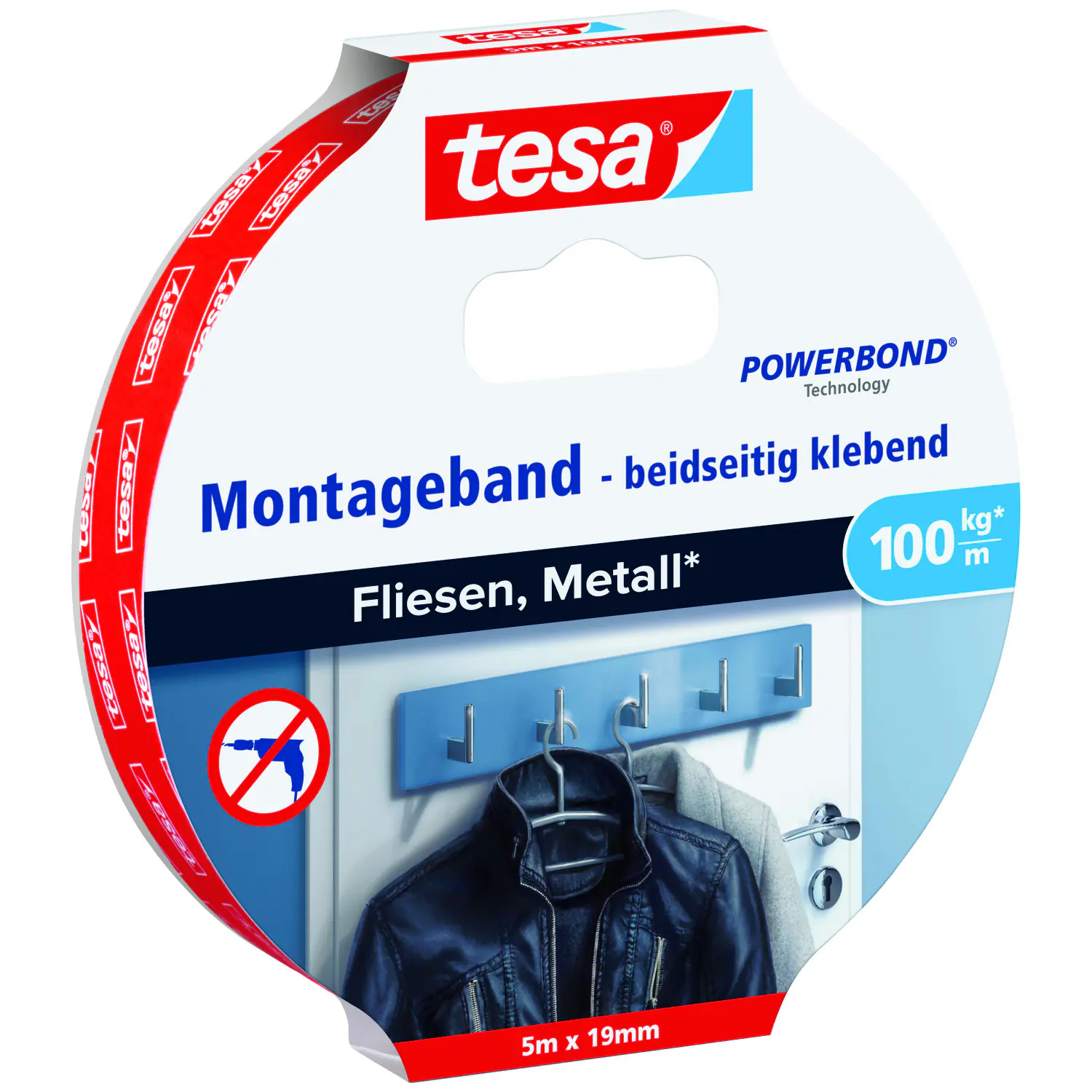 tesa Montageband 5 m x 19 mm, weiß