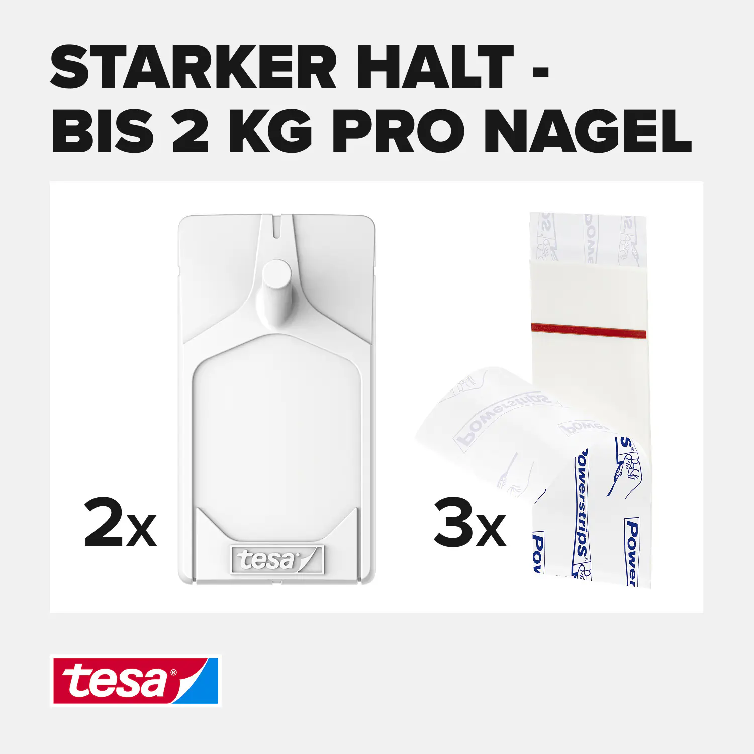 tesa Klebenagel Traglast 2 kg, 2 Stück
