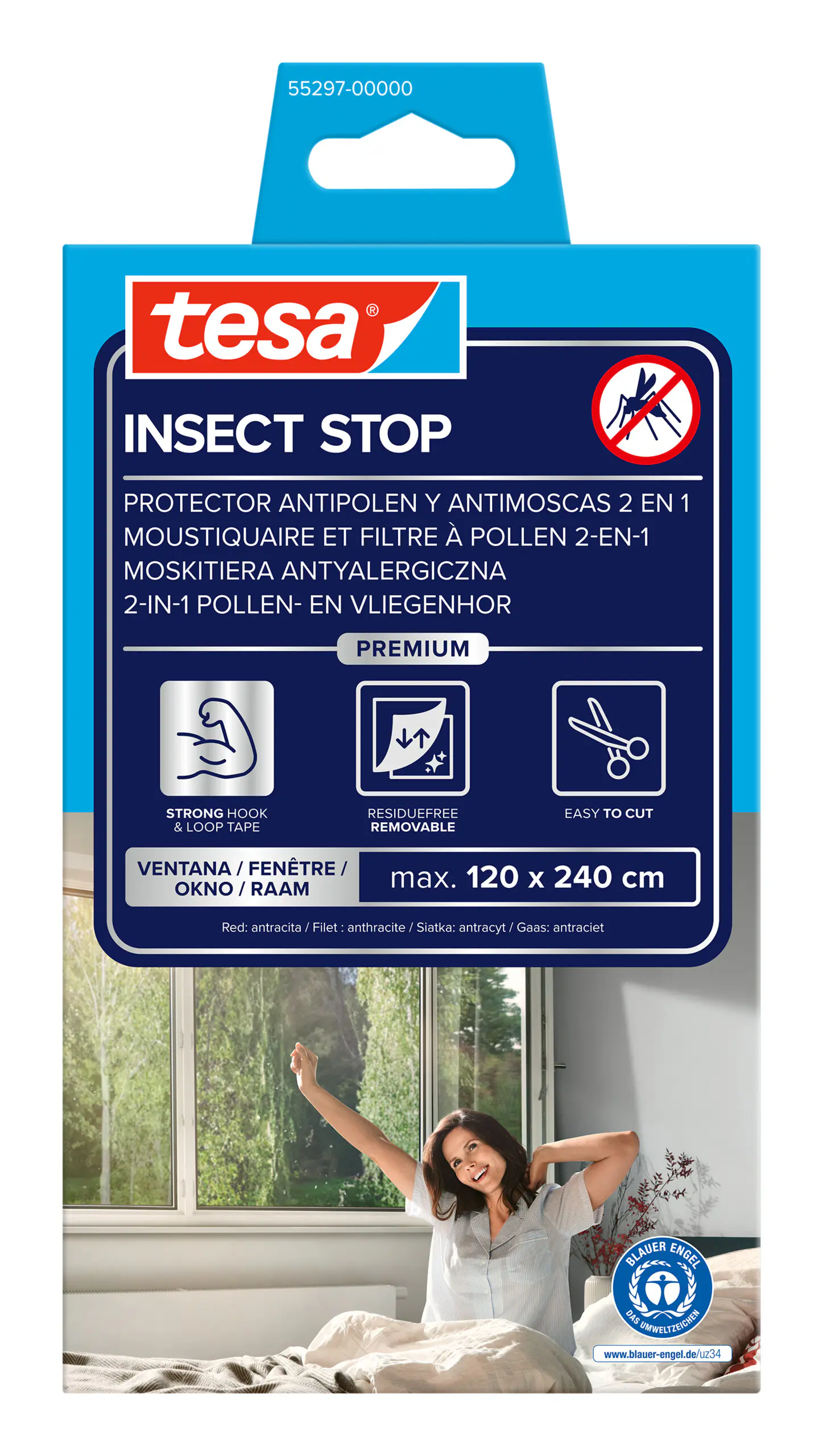 tesa Pollenschutzgitter 120 x 240 cm anthrazit