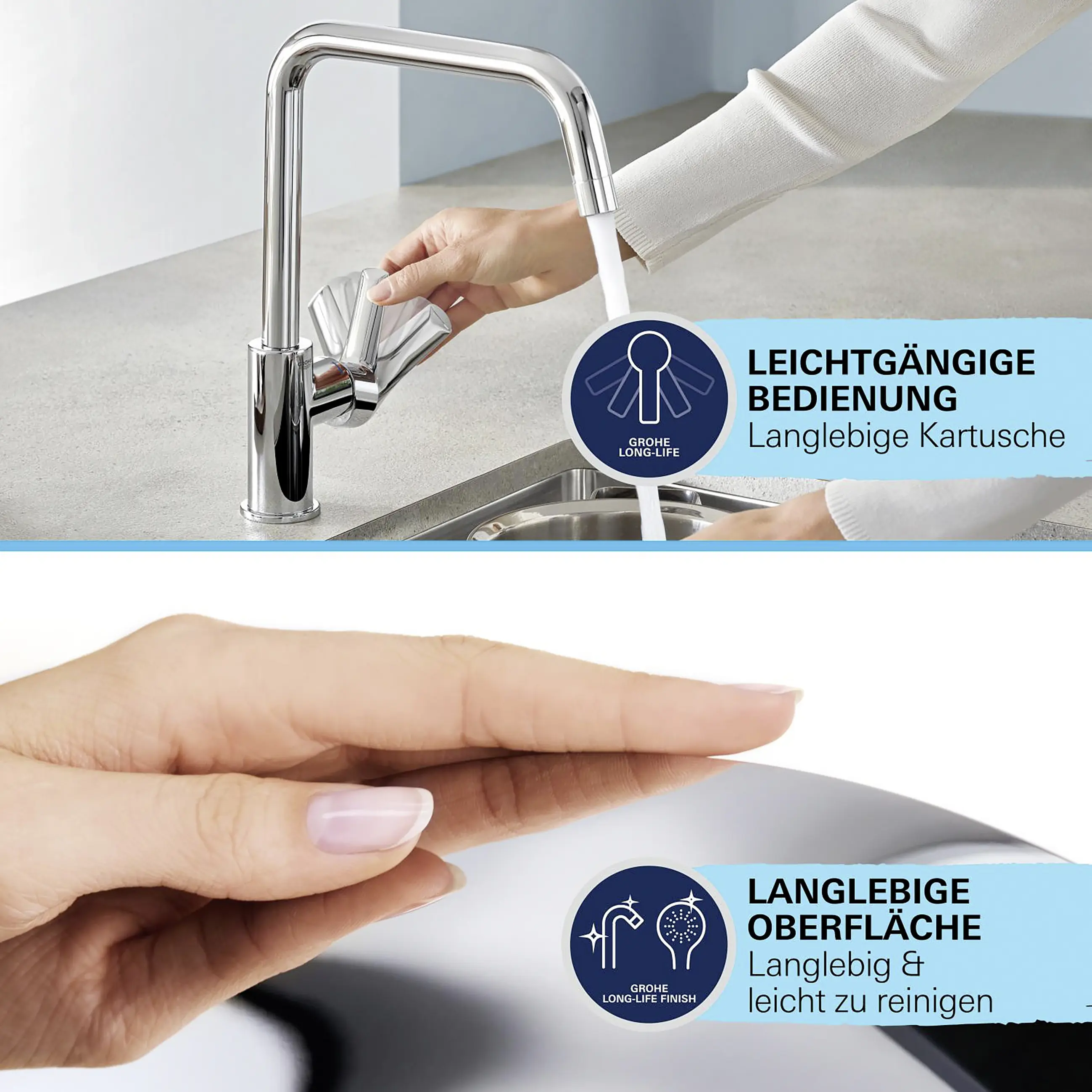 Grohe Küchenarmatur Start Flow verchromt mit herausziehbarer Brause