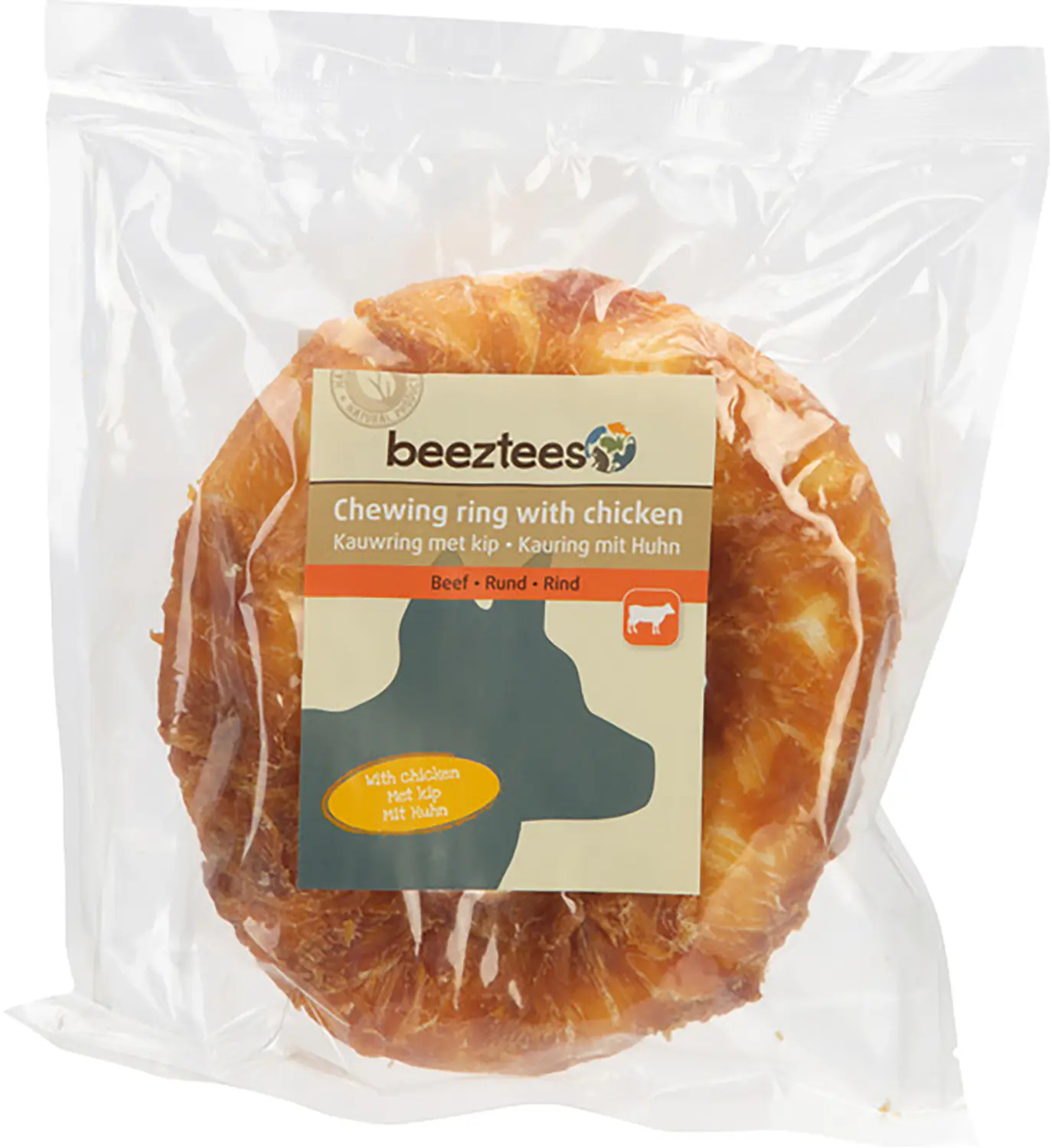 Beeztees Kauring aus Rinderhaut mit Huhn Ø 12,5 cm Beeztees Kauring aus Rinderhaut mit Huhn Ø 12,5 cm