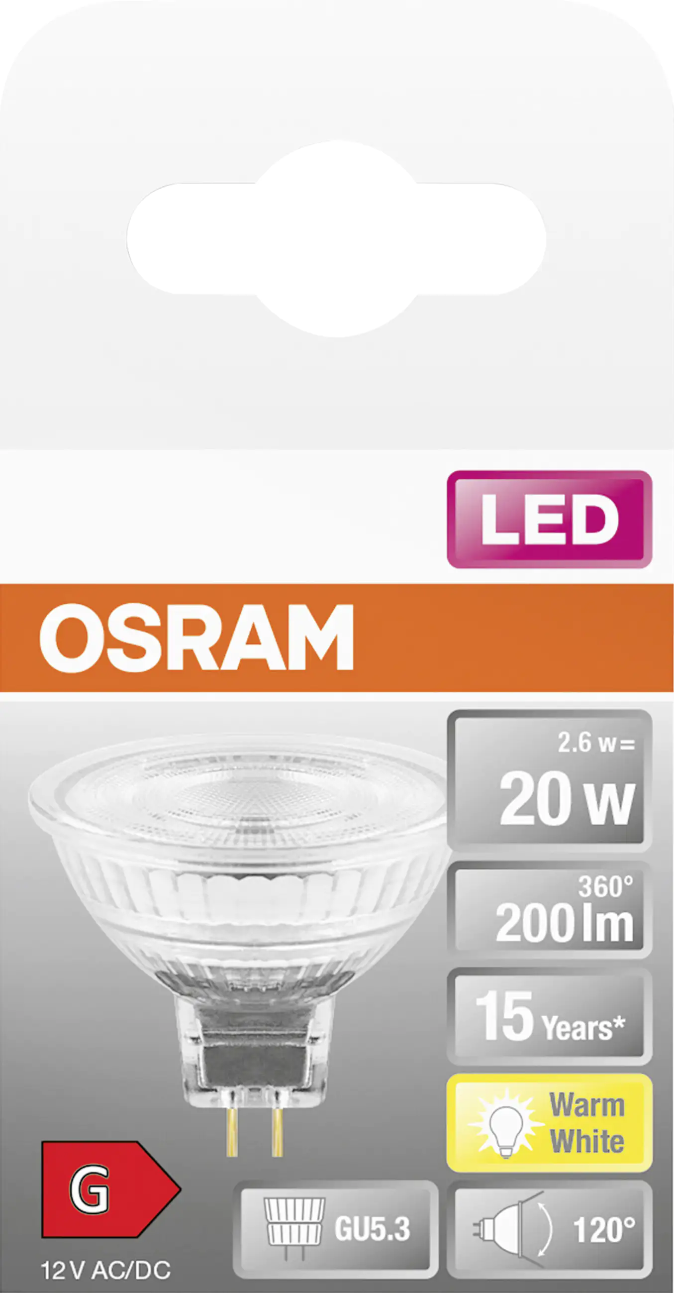 Osram LED Reflektor MR16 GU5.3 2,6 W warmweiß