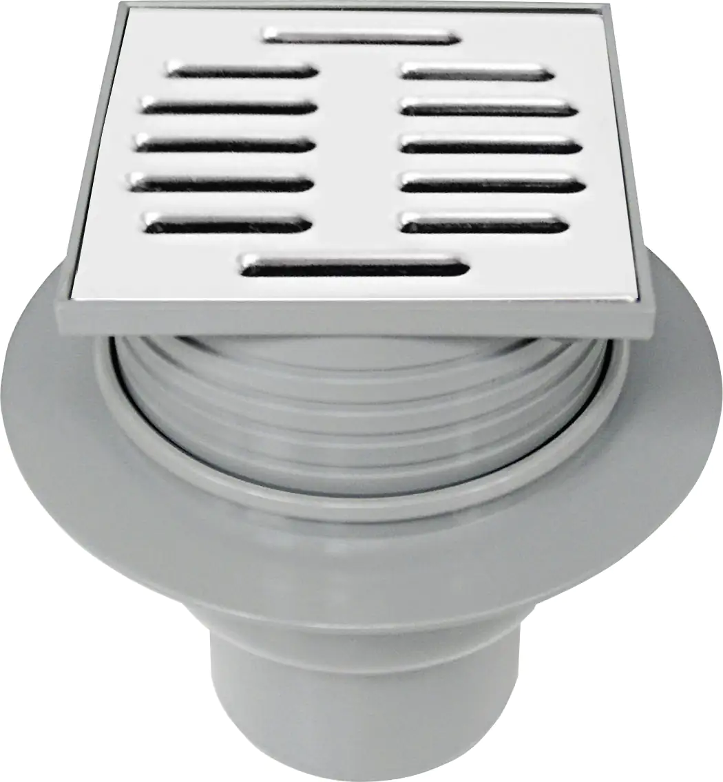 ACO Balkon/Terrassenablauf 100 x 100 mm  DN75, grau, Ablauf senkrecht
