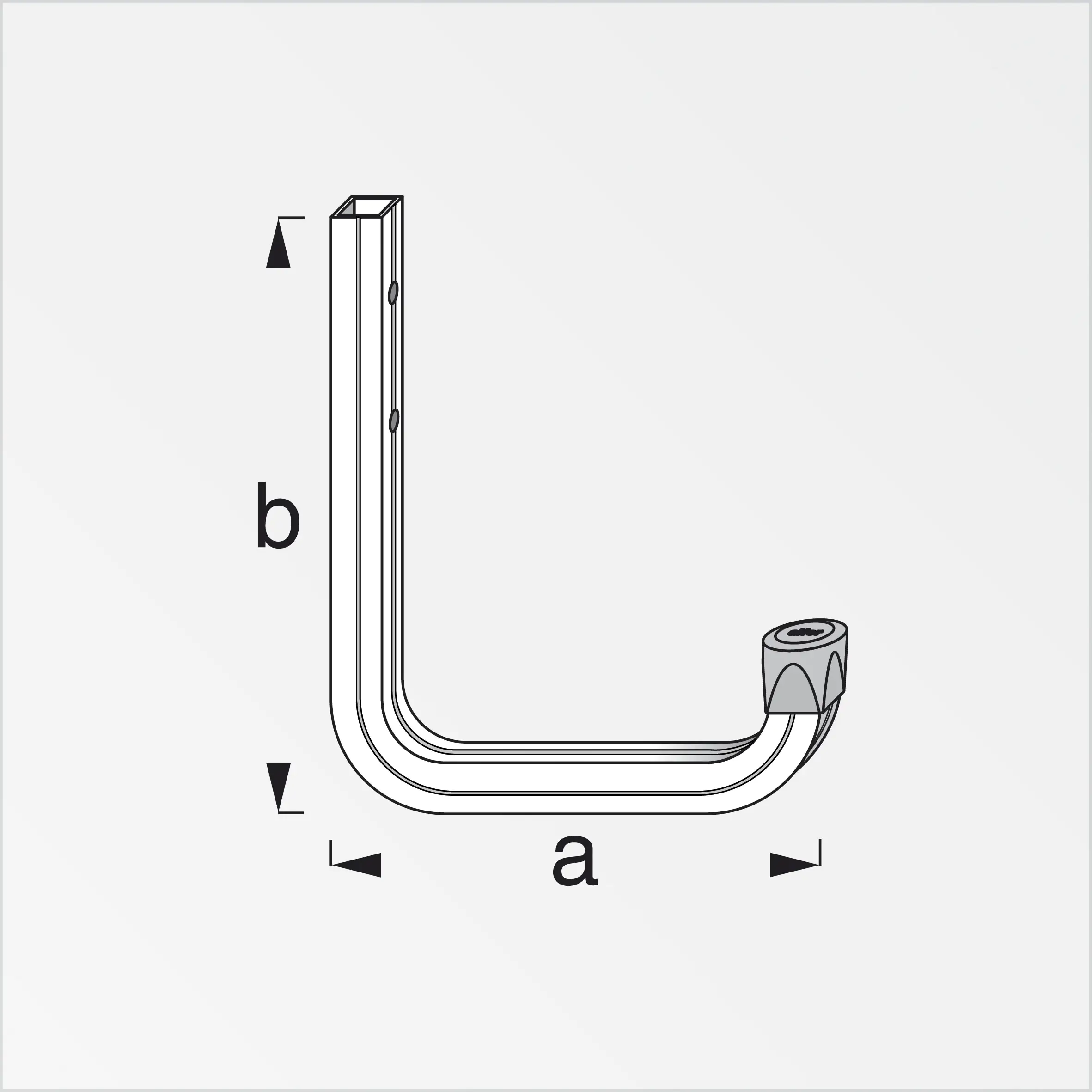 coaxis®-Wandhaken 150 mm 150 x 210 mm Aluminium roh Kappe schwarz