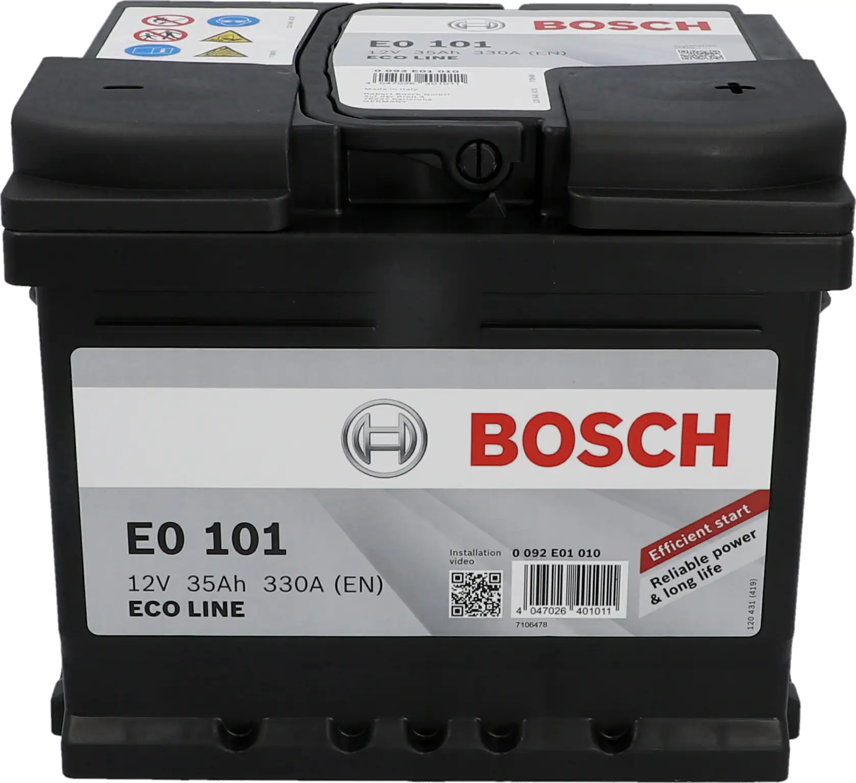 4047026401011 Bosch Starterbatterie Ecoline SLI-Batterie 35Ah 330A Maße: 207x175x175mm