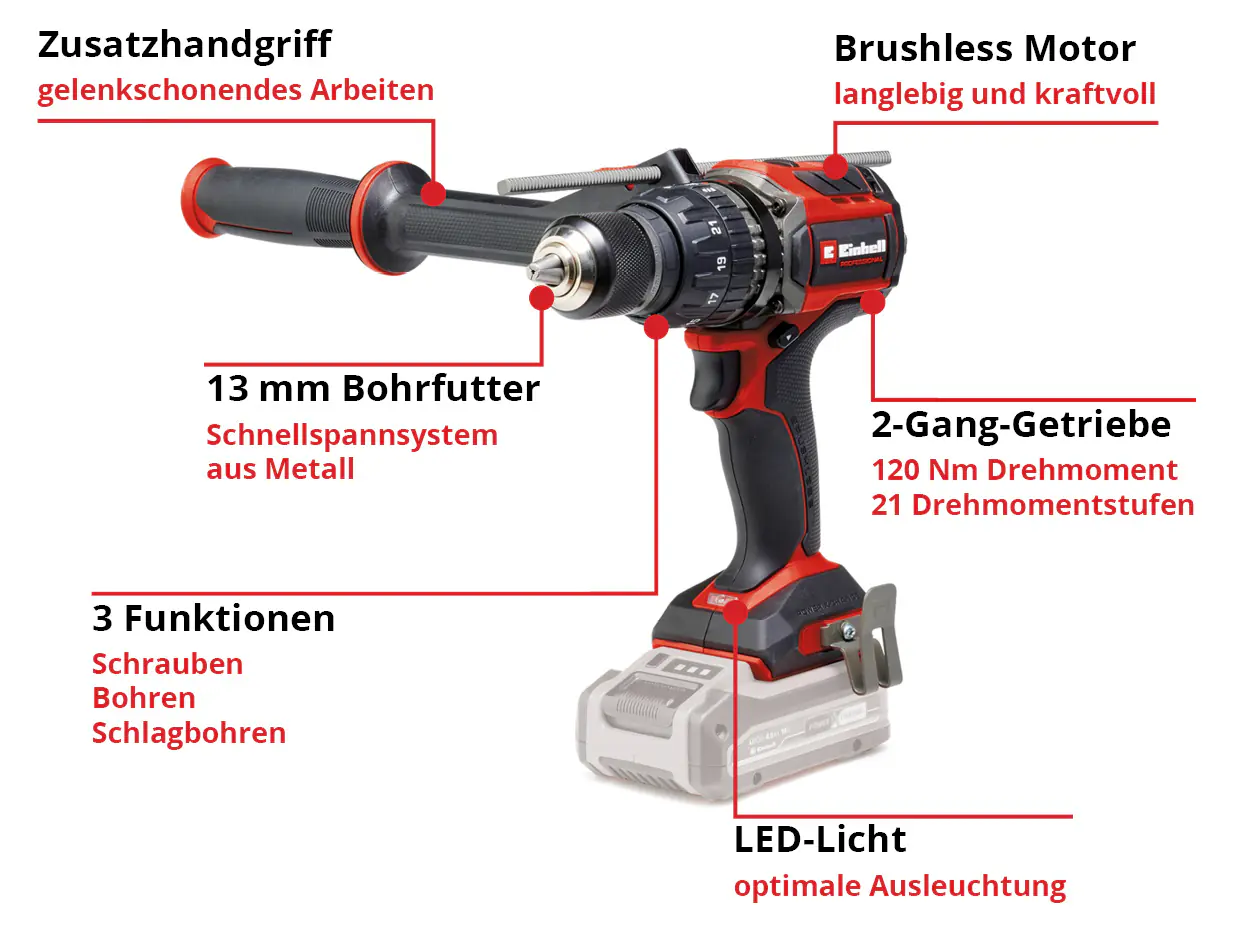 Einhell Professional Akku-Schlagbohrschrauber TP-CD 18/120 Li-i BL Solo
