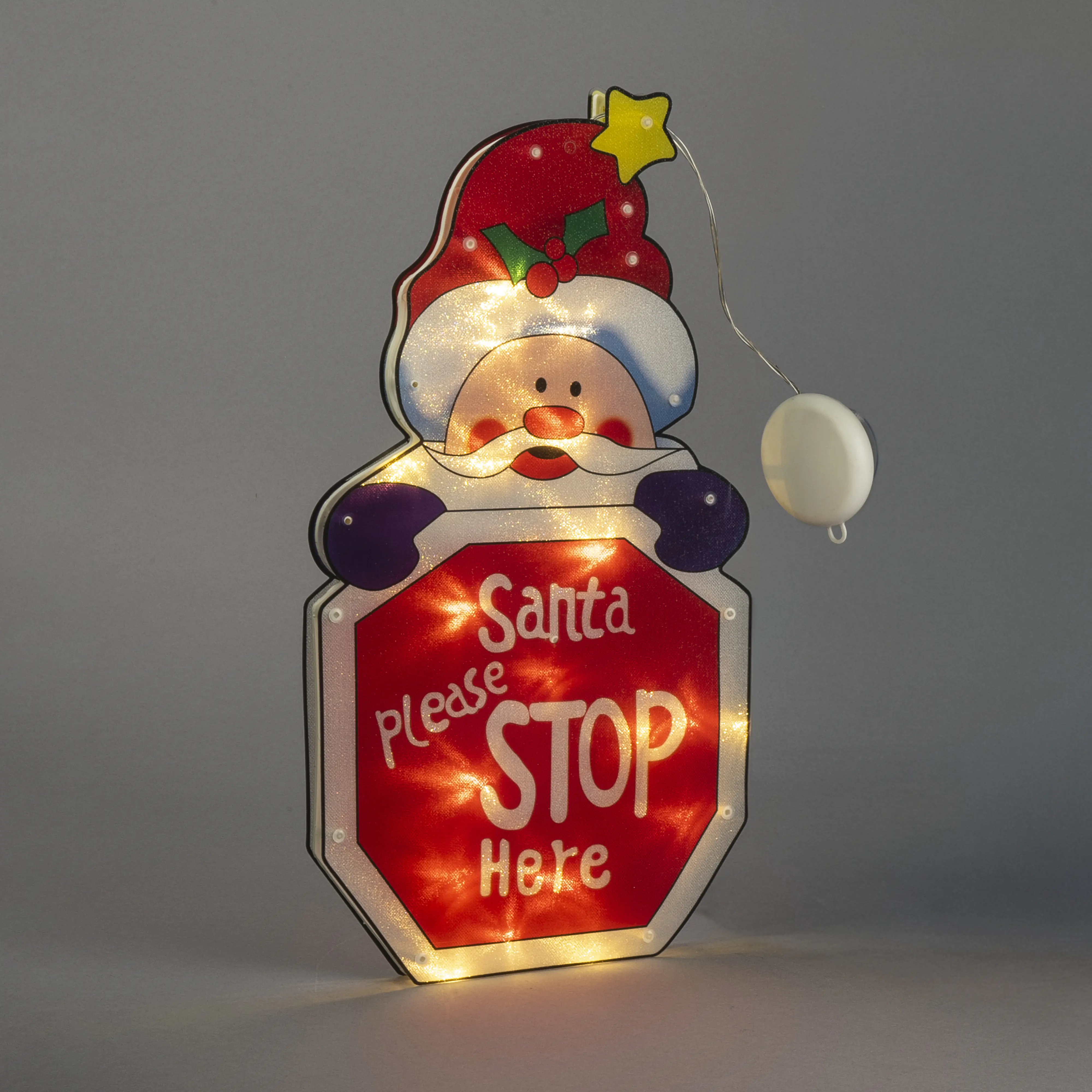Konstsmide LED-Fensterbild Weihnachtsmann Please Stop Here 44,5 x 24 cm warmweiß