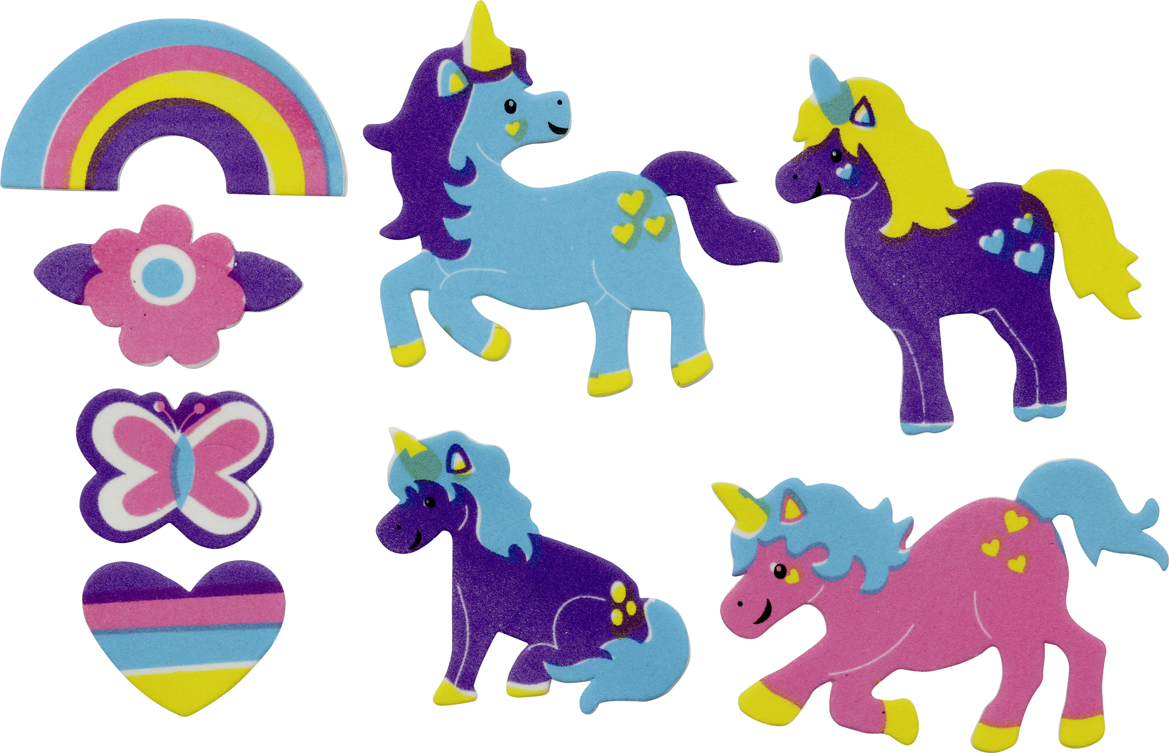 Glorex Moosgummi Sticker Einhorn selbstklebend , 28 Stück