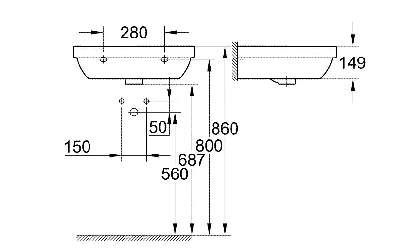 Grohe Waschtisch Euro Keramik 55 cm, weiß