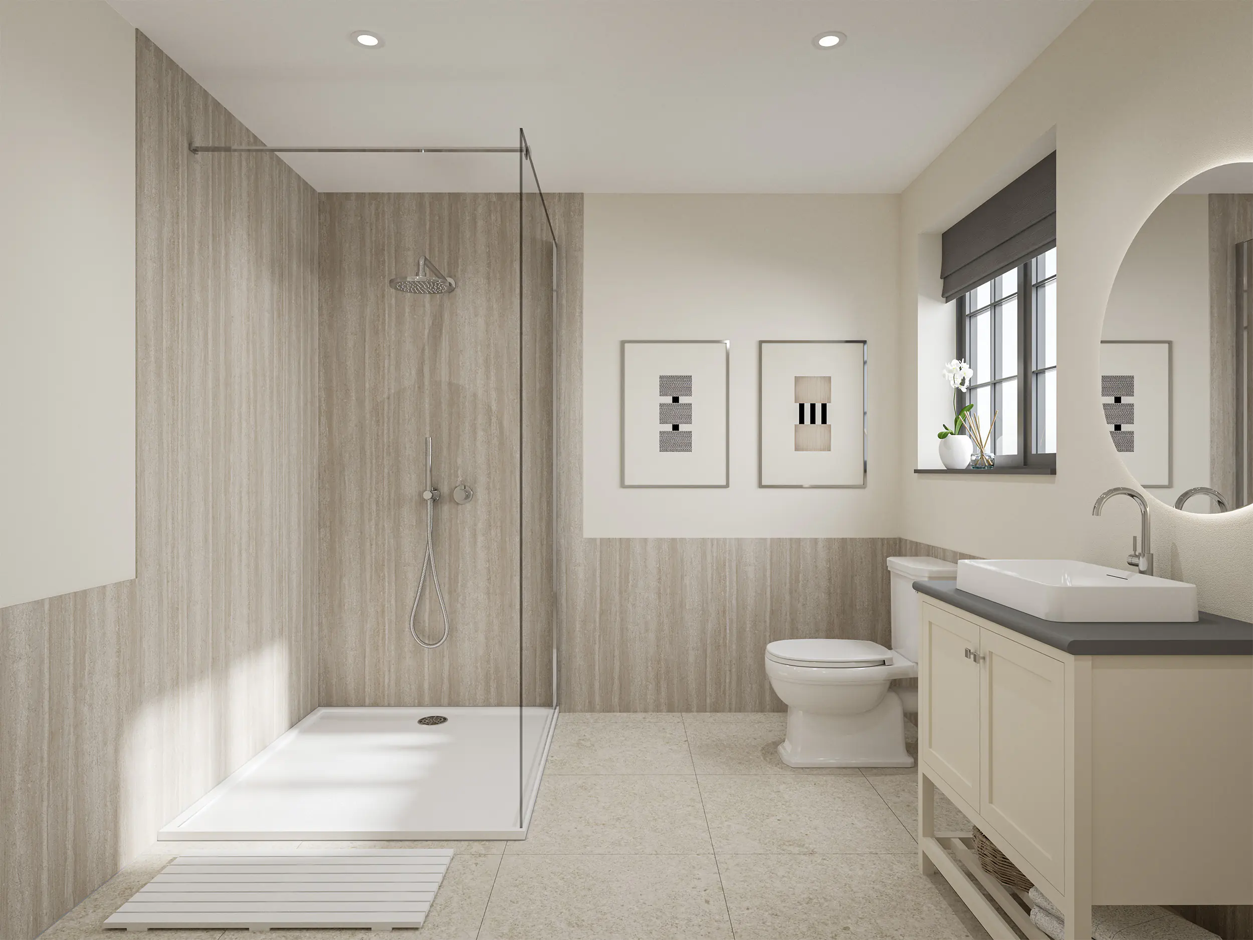 Wetwall Elite Wandpaneel  Natural Travertine 60 x 242 cm mit Nut & Feder