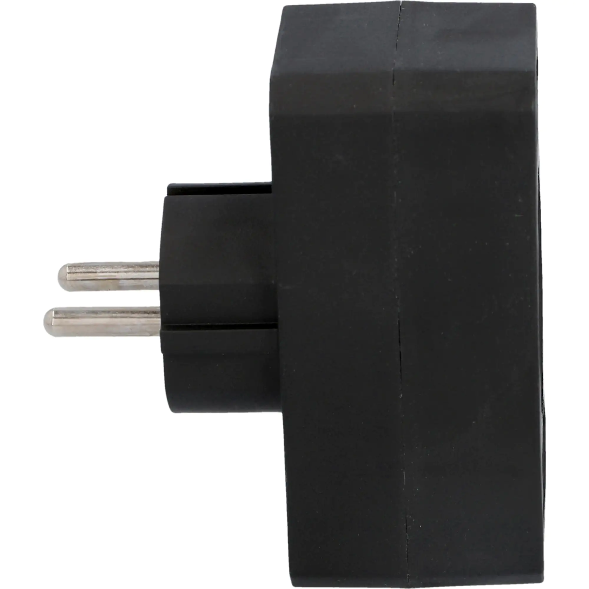 Schutzkontakt-Euroadapter 1xSchutzkontakt 2xEuro schwarz