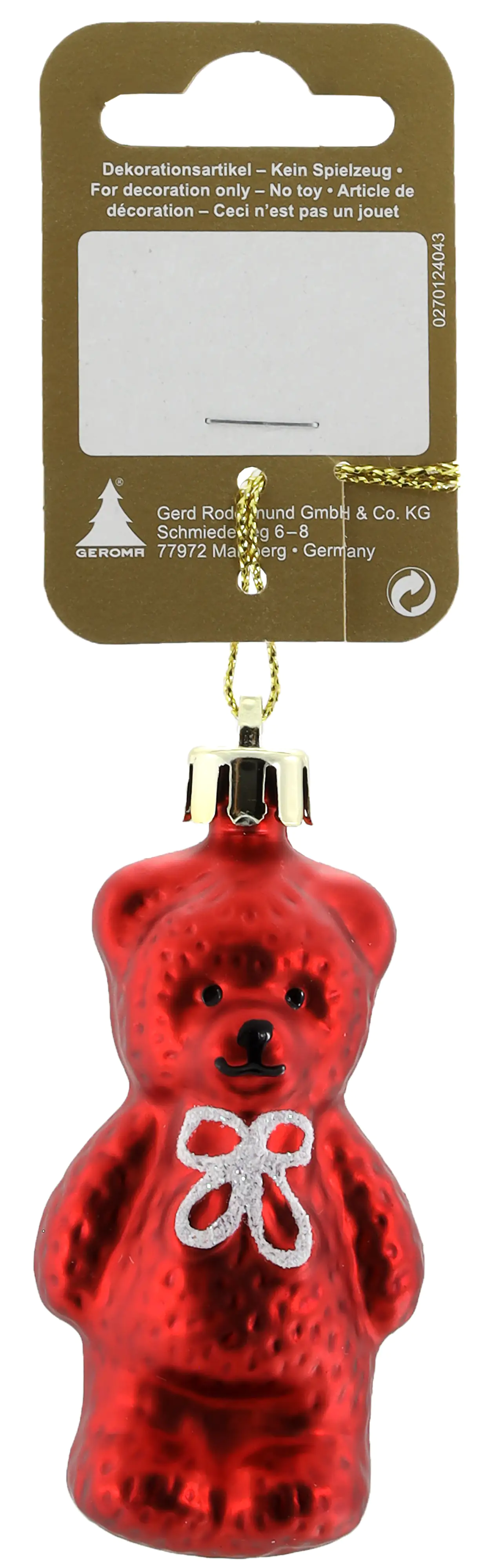 Bär zum Hängen rot,  8 cm Bär zum Hängen rot,  8 cm