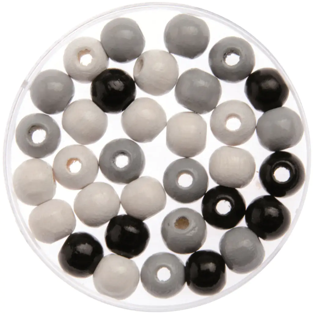Glorex Holzperle schwarz / grau / weiß 10 mm
