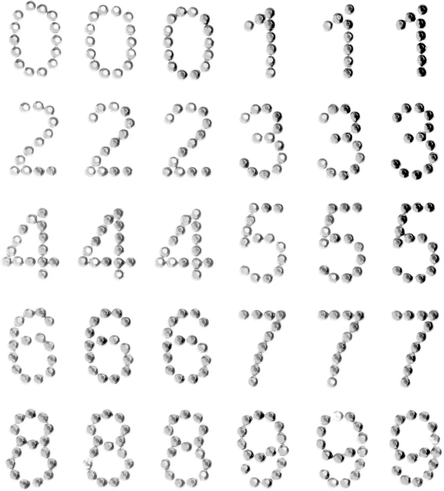 Glorex P&D Zahlen 13mm 0 - 9 silber silber, 13 mm