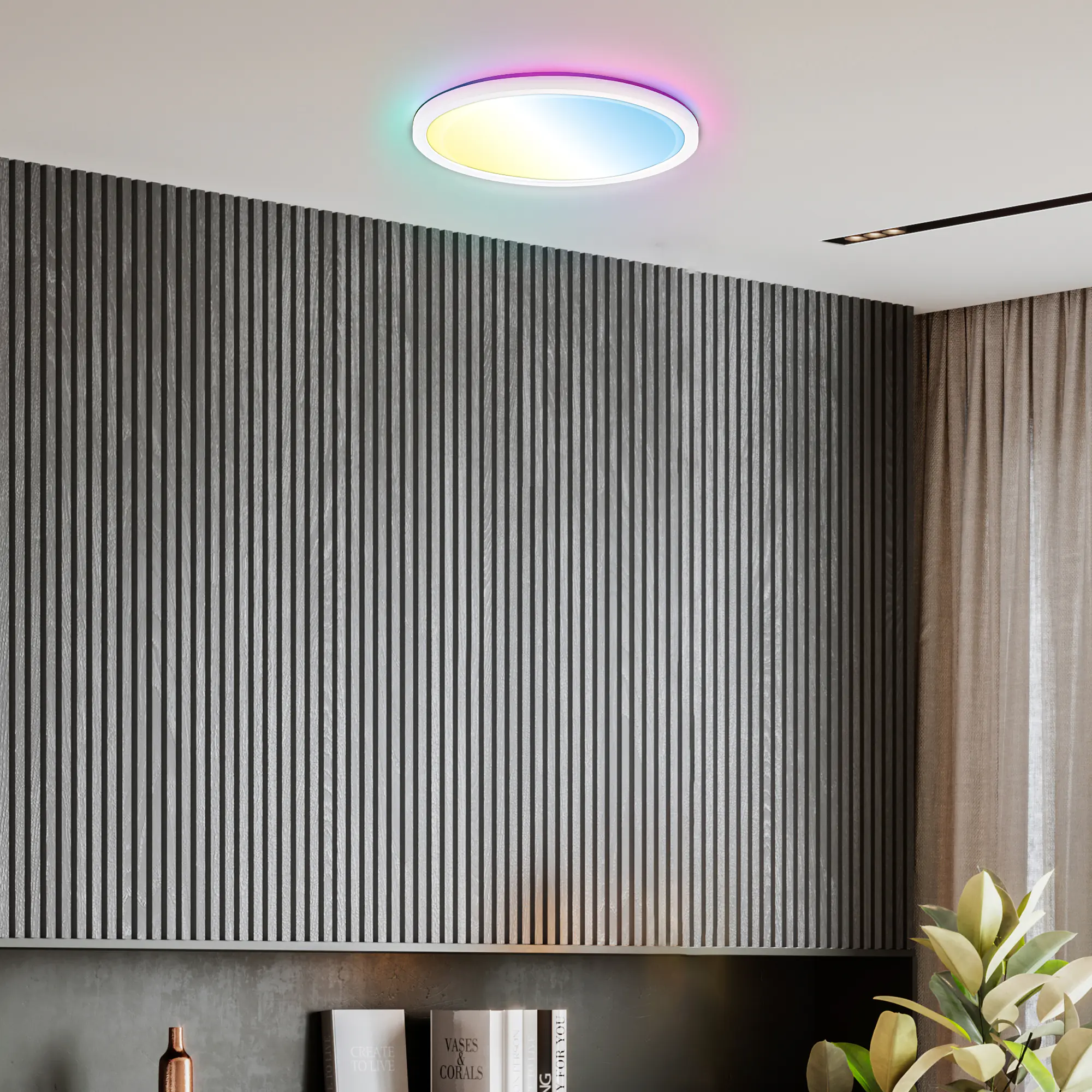 Briloner LED-Panelleuchte Slim Ø 29 cm weiß dimmbar RGB