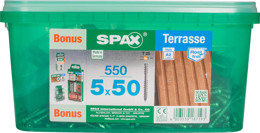 Spax Terrassenschrauben 5.0 x 50 mm TX 25 - 550 Stk.