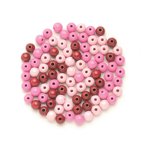 Glorex Holzperle rosa mix 15 mm - 14 Stück