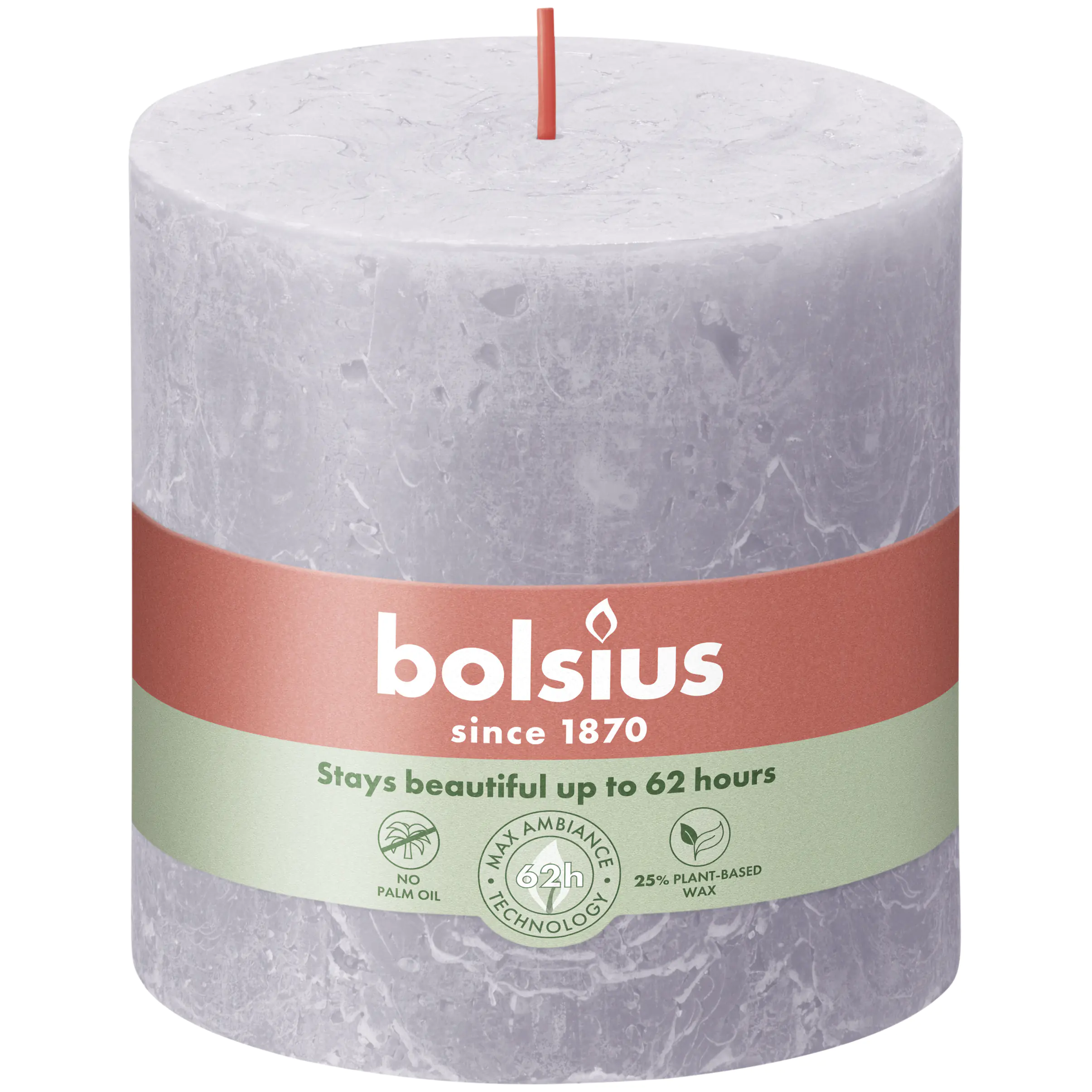 Bolsius Rustik Stumpenkerzen gefrorenes Lavendel, Höhe: 10 cm, Ø 10 cm