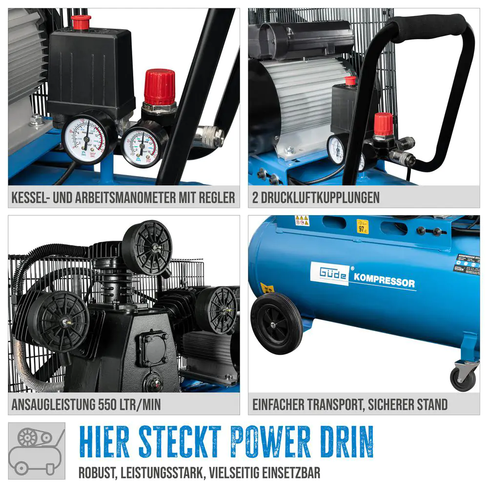 Güde Kompressor 551/10/100 10 bar 100 l 550 l/min 2,2 kW