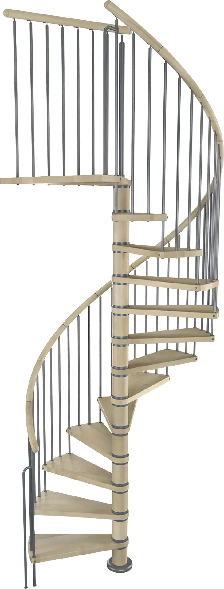 Dolle Spindeltreppe Winnipeg Buche geölt Ø 140 cm Metallteile grau